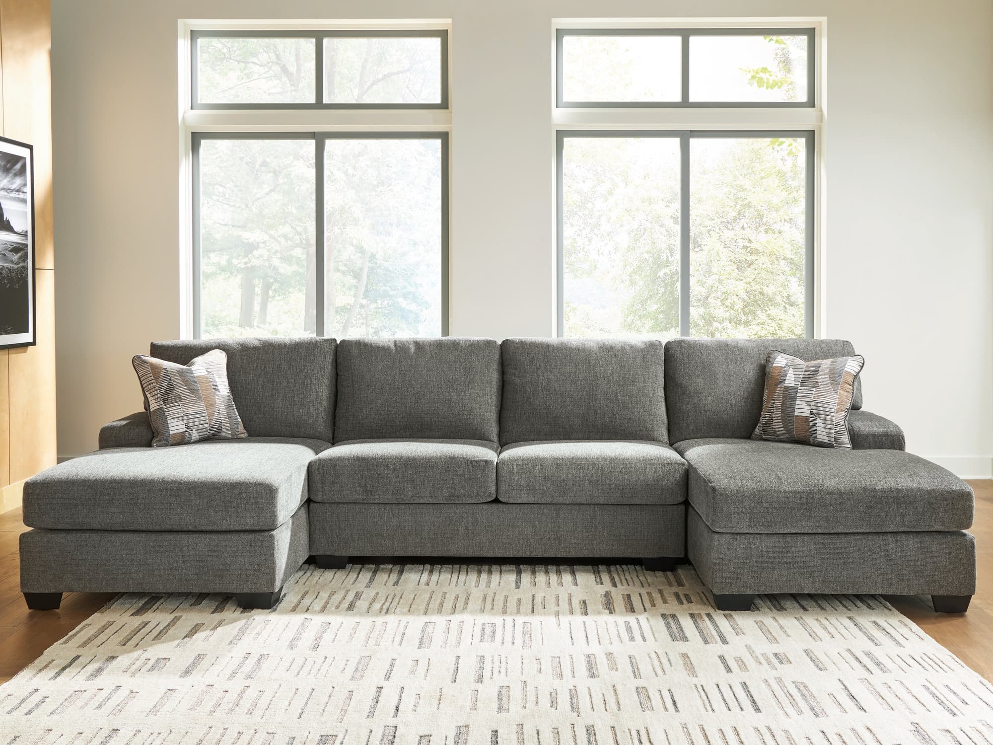 Clarington Greystone Chenille 3-Piece Sectional with Double Chaise - Image 1