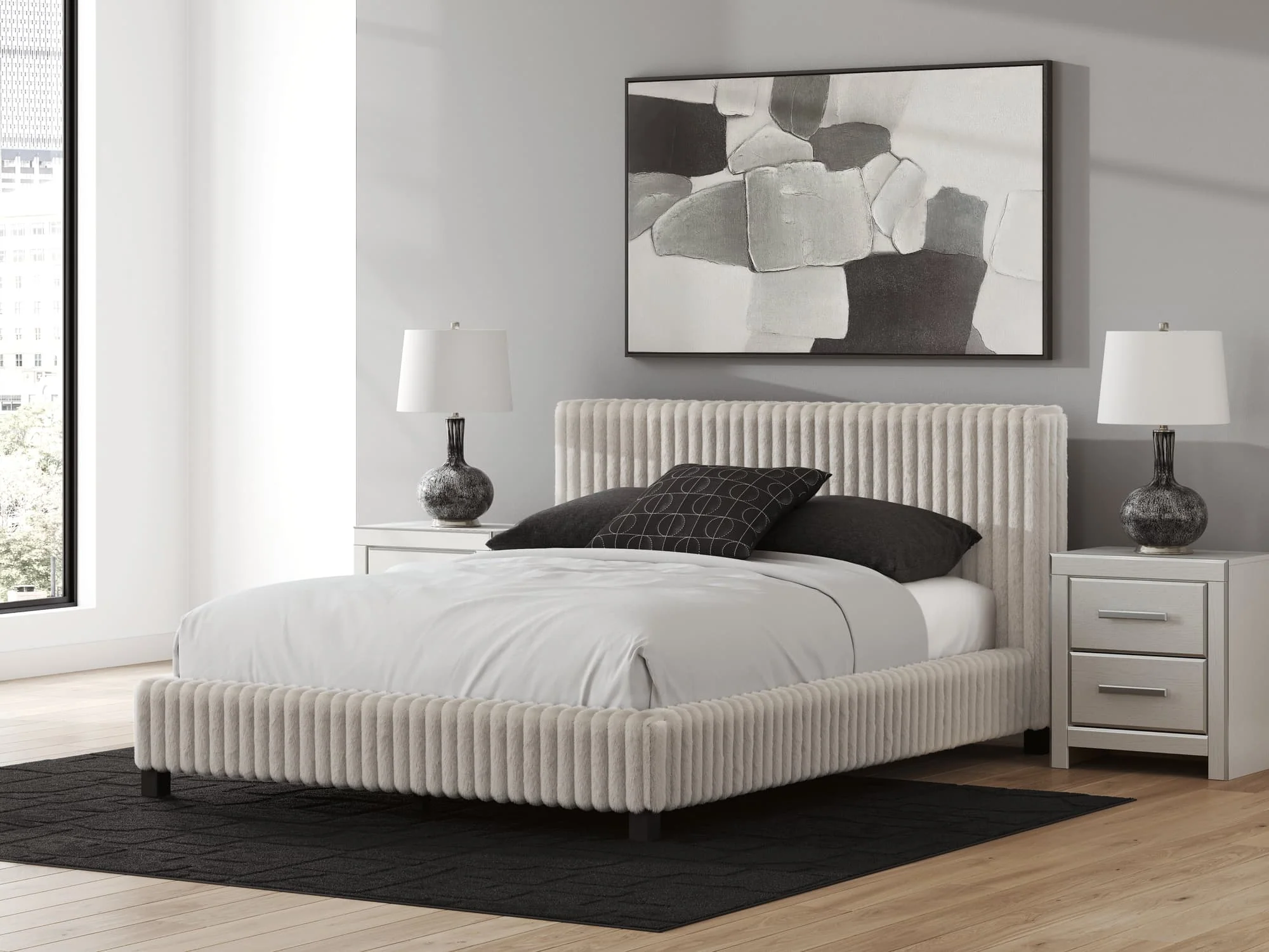Zuraleus White Queen Upholstered Bed - Image 1