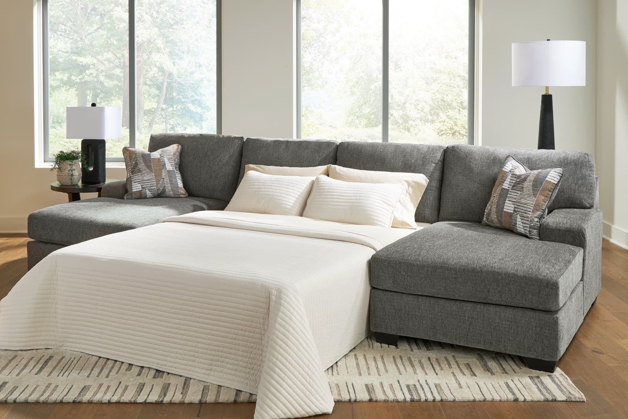 Clarington Greystone Chenille 3-Piece Sleeper Sectional with Double Chaise - Image 1