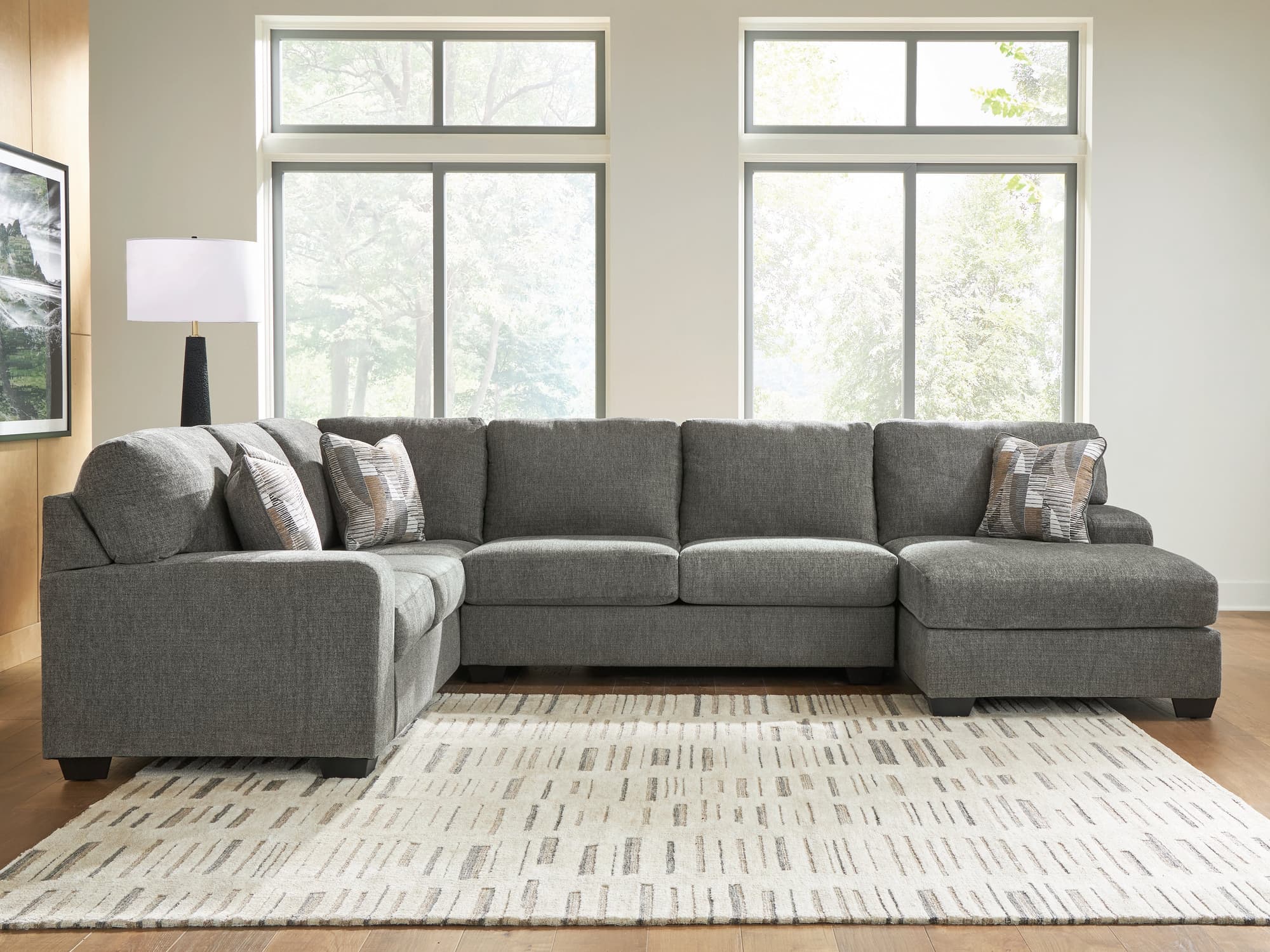 Clarington Greystone Chenille 3-Piece Sleeper Sectional with Chaise - Image 1