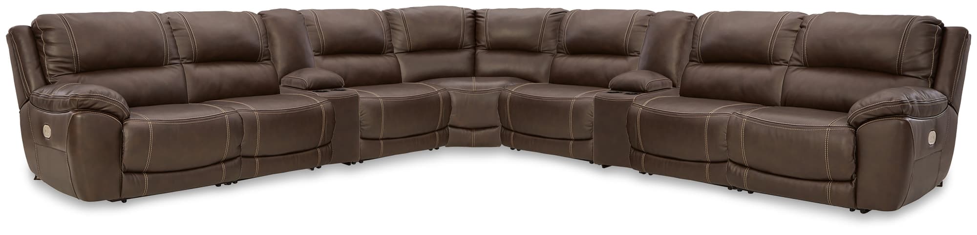 Dunleith Chocolate 9-Piece Power Reclining Sectional - Image 1