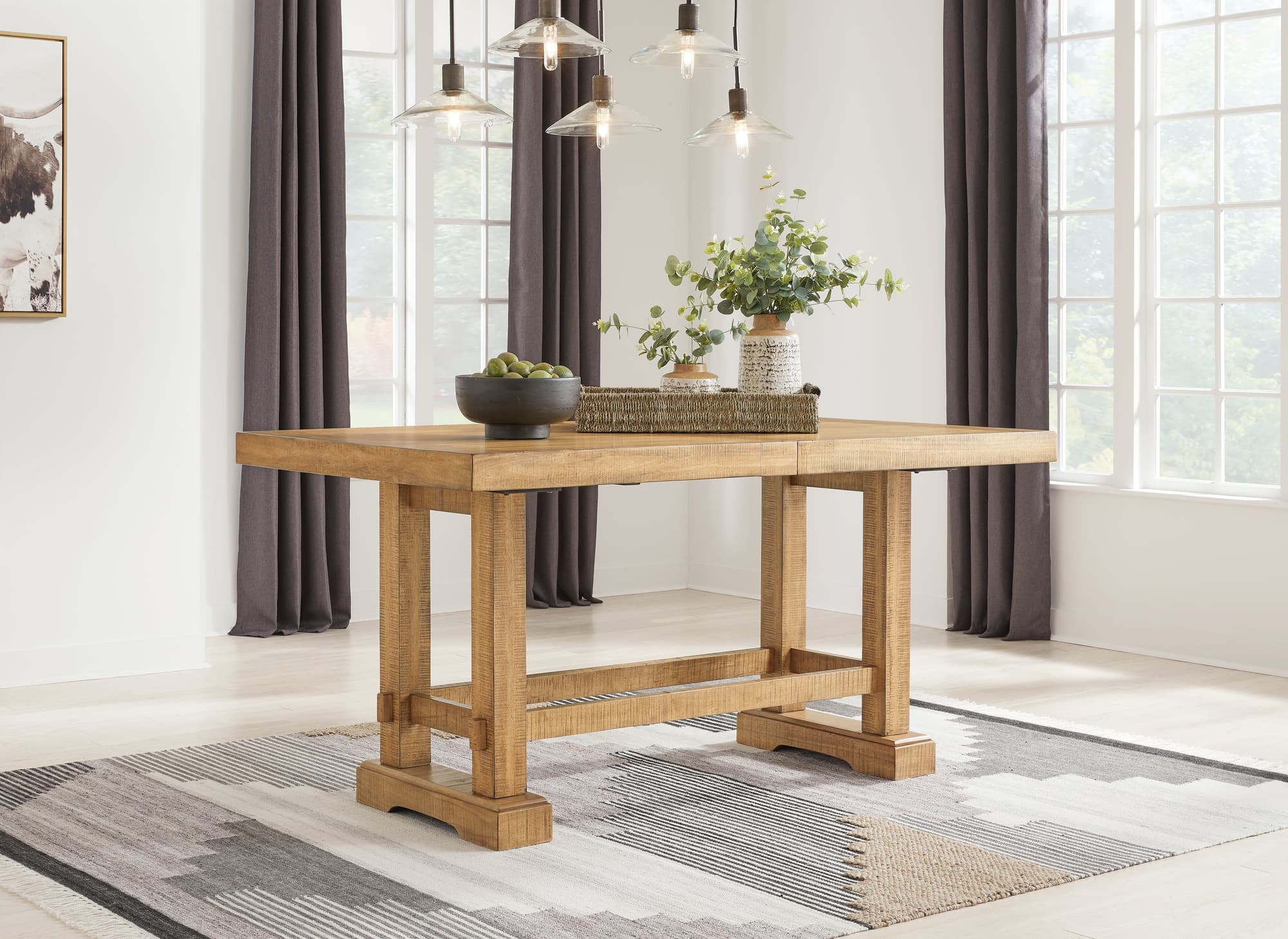 Havonplane Brown Counter Height Dining Table and 6 Barstools with Storage - Image 1