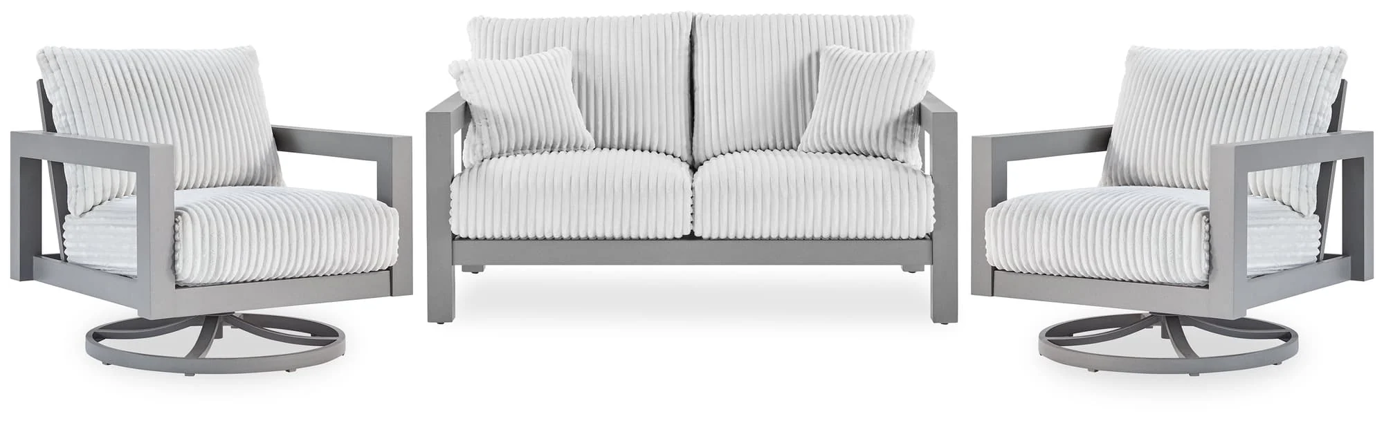 Hurley Gray Park Outdoor Loveseat with 2 Lounge Chairs