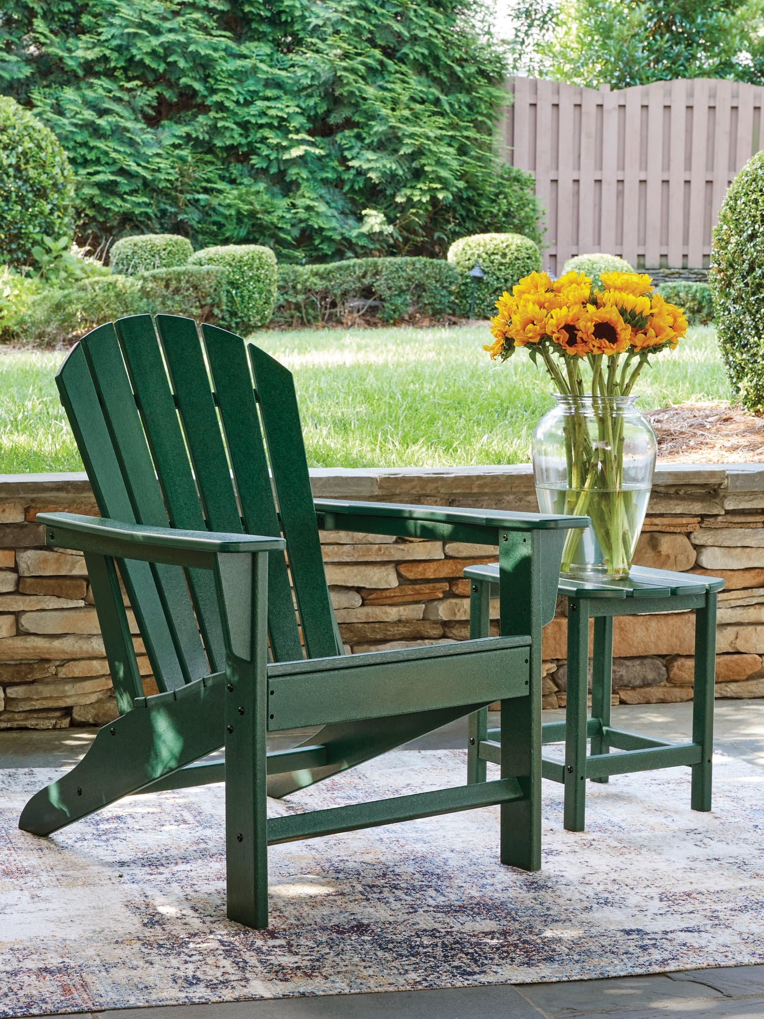 Sundown Green Shores Adirondack Chair with End table - Image 1