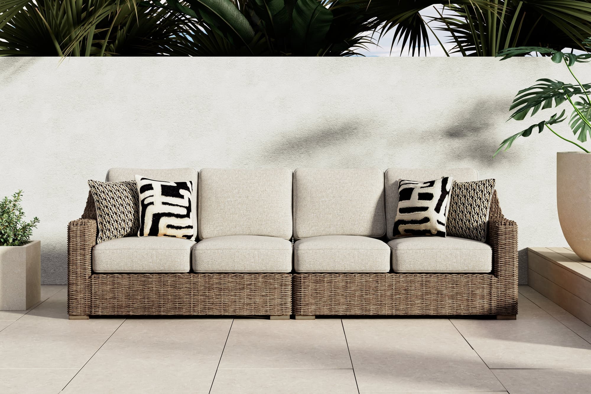 Beachcroft Beige 2-Piece Outdoor Sectional with Chair