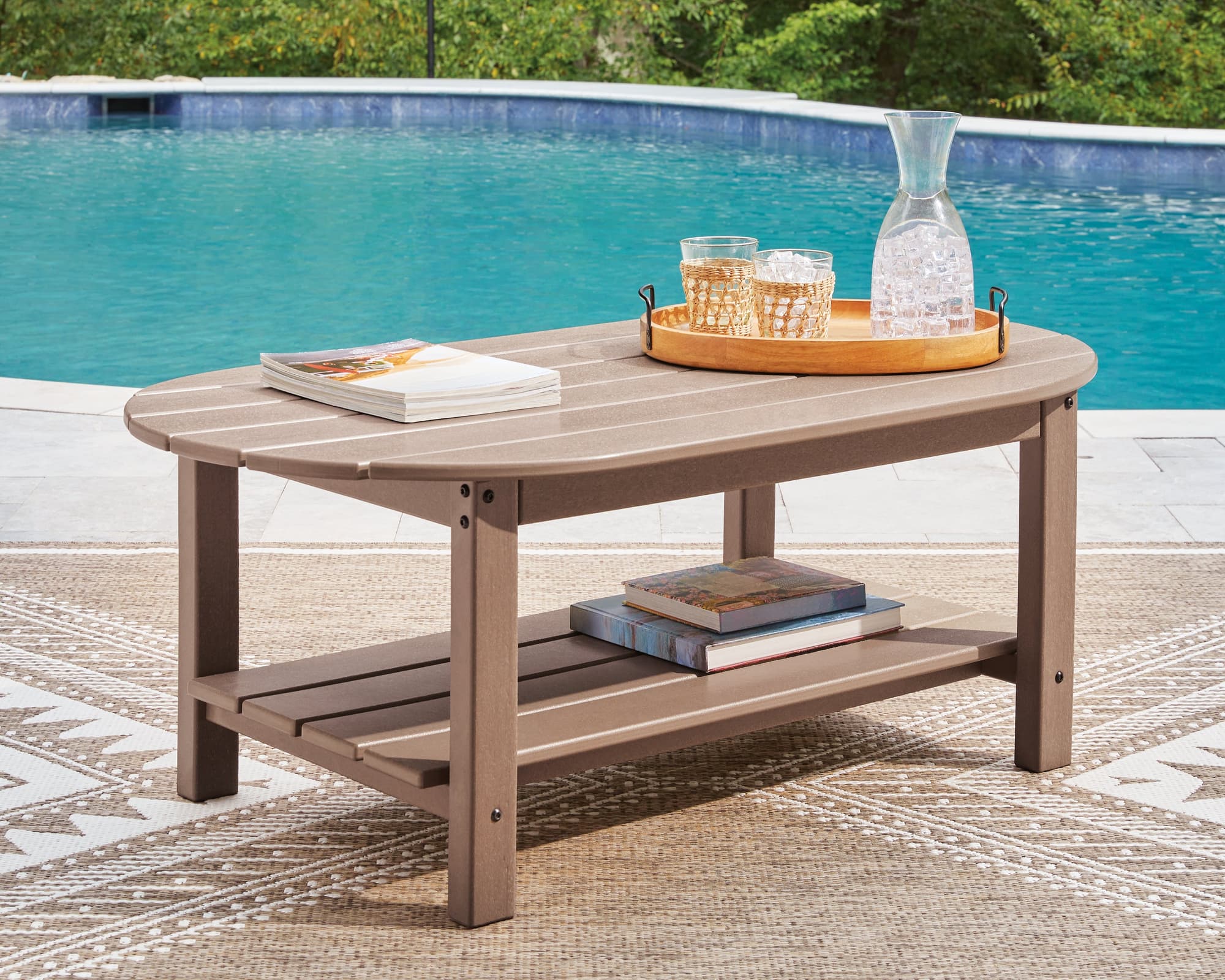 Grover Driftwood Beach Outdoor Sofa and Loveseat with Coffee Table - Image 1