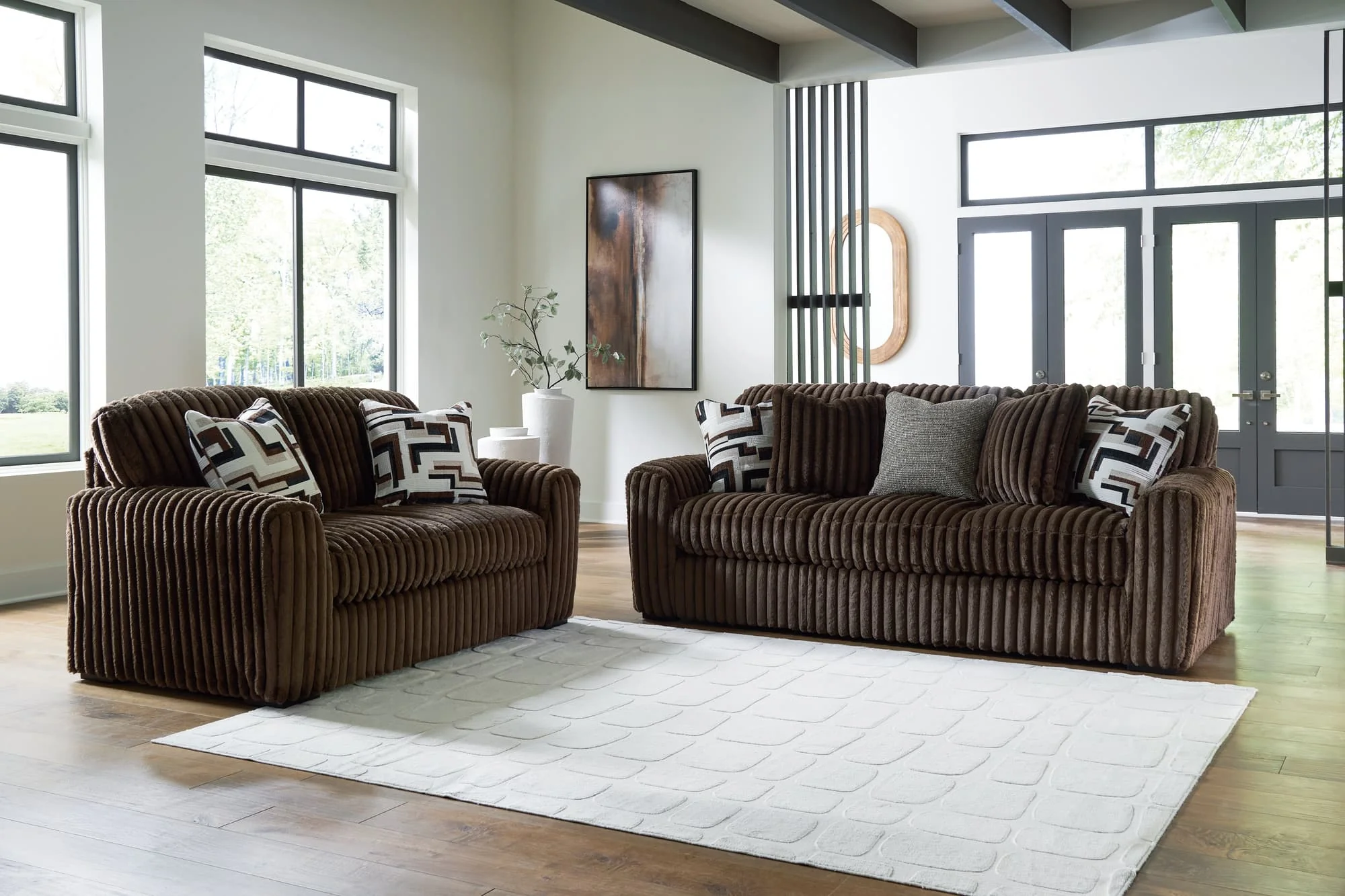 Midnight-Madness Chocolate Sofa and Loveseat
