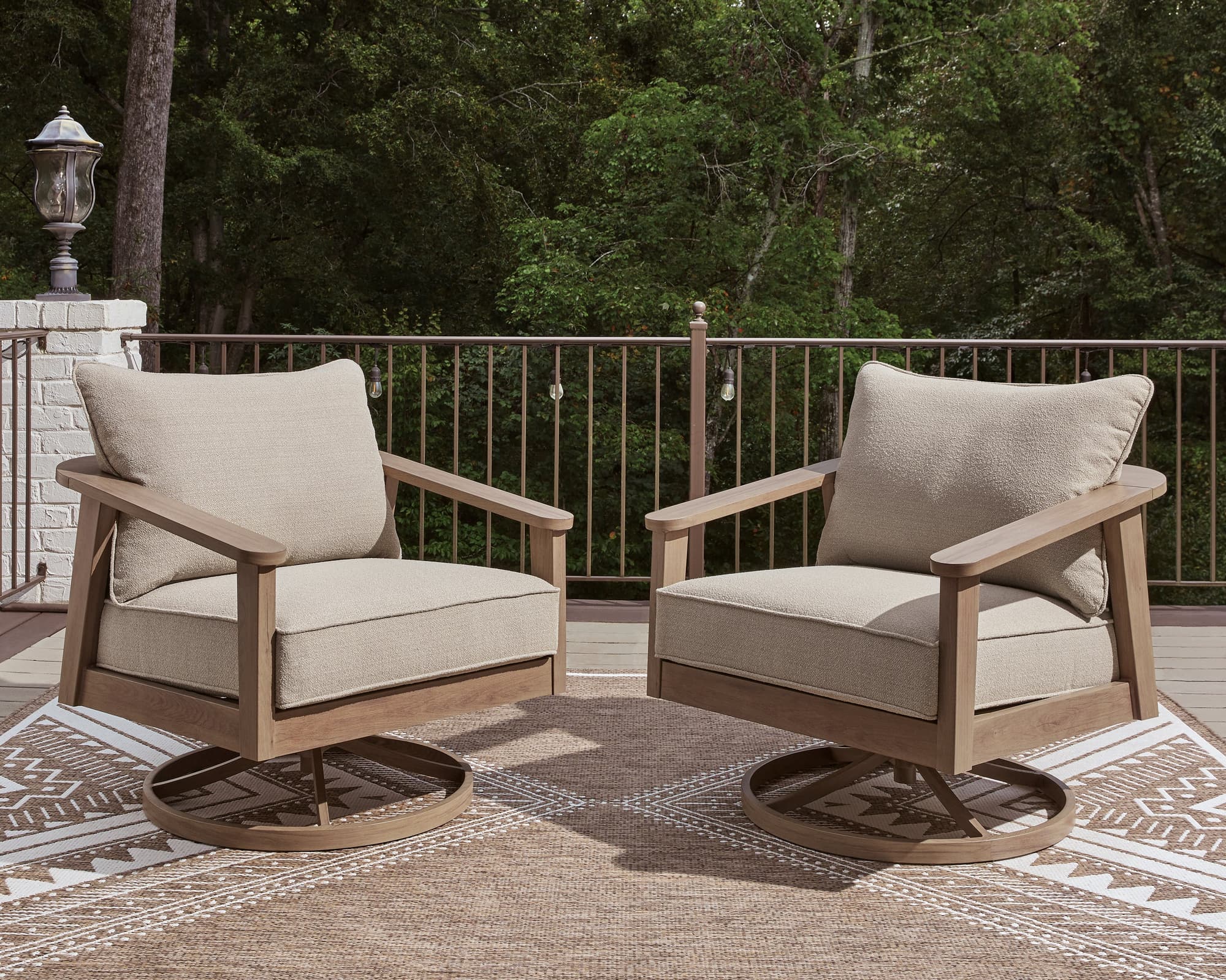 Harmony Natural/Gray Headlands Outdoor Sofa with 2 Lounge Chairs - Image 1