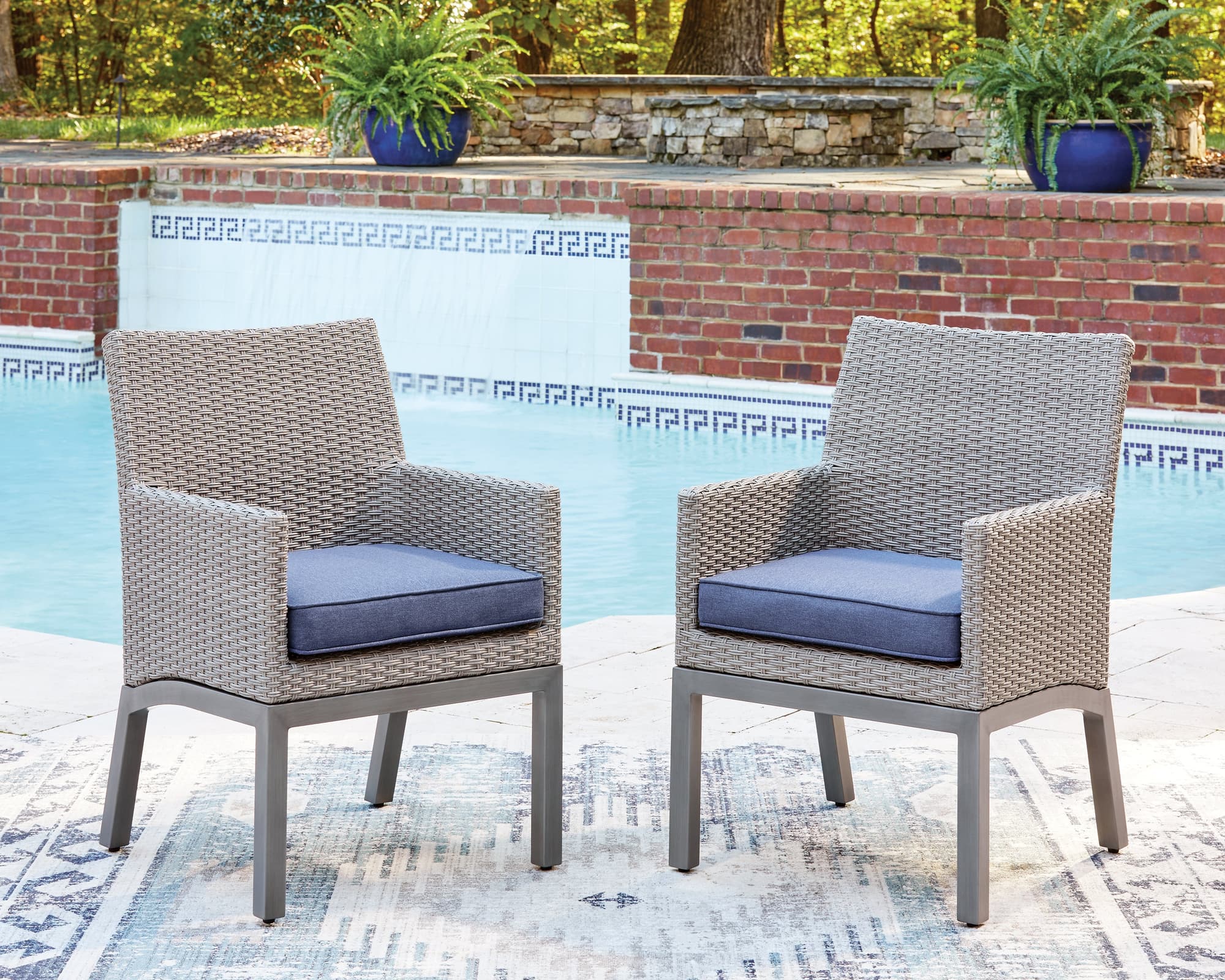 Half Gray Moon Beach Outdoor Dining Table and 4 Chairs - Image 1