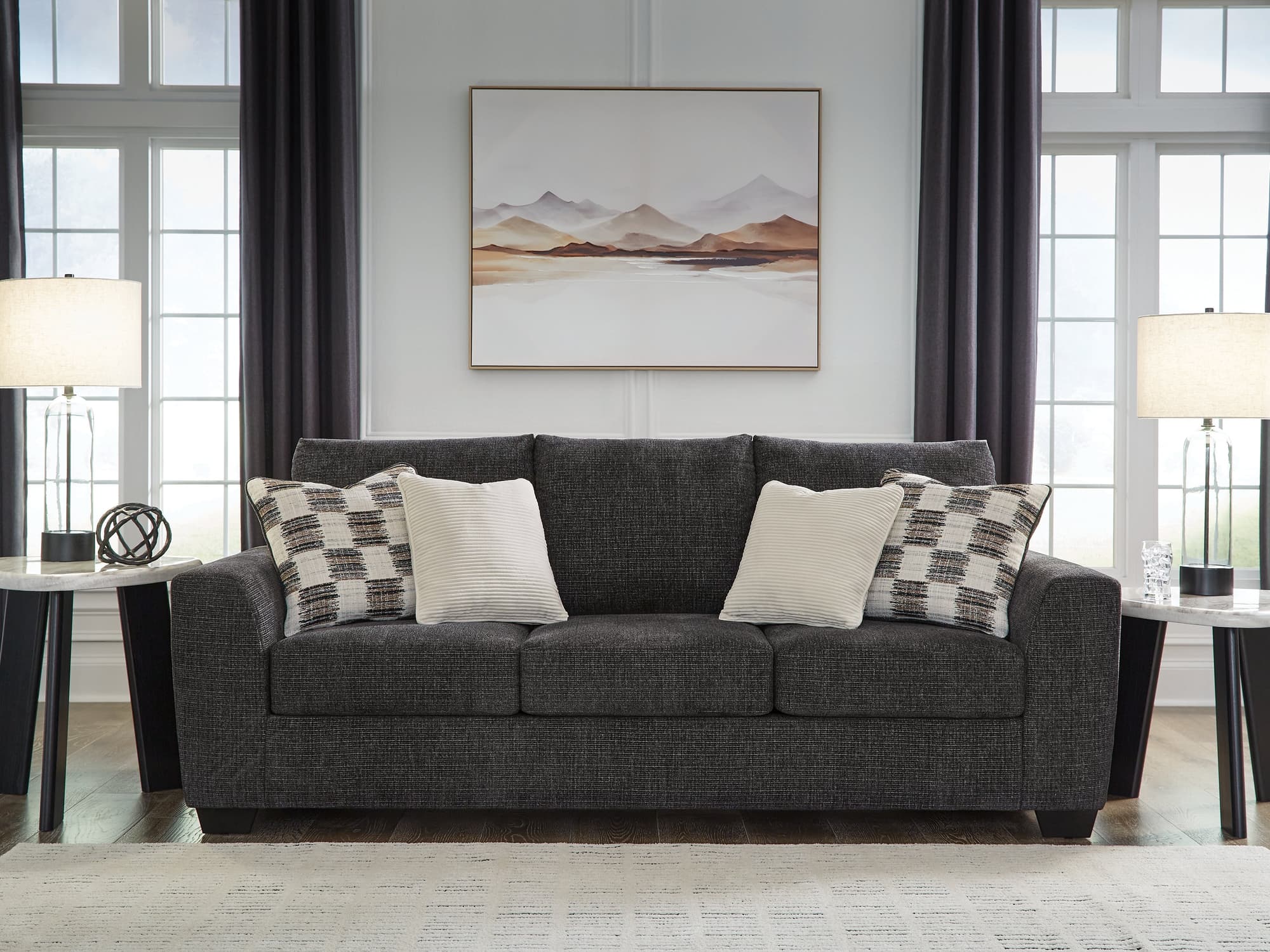 Loreo Ebony Chenille Sofa - Image 1