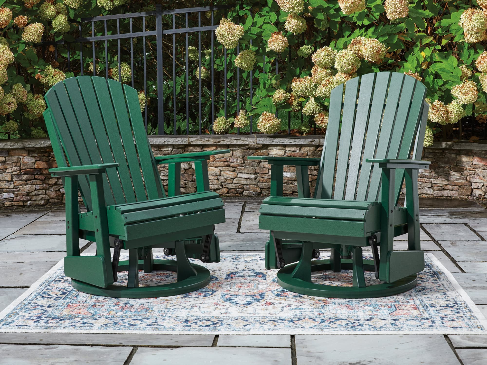 Shell Beach Green Outdoor Swivel Glider Chair - Image 1
