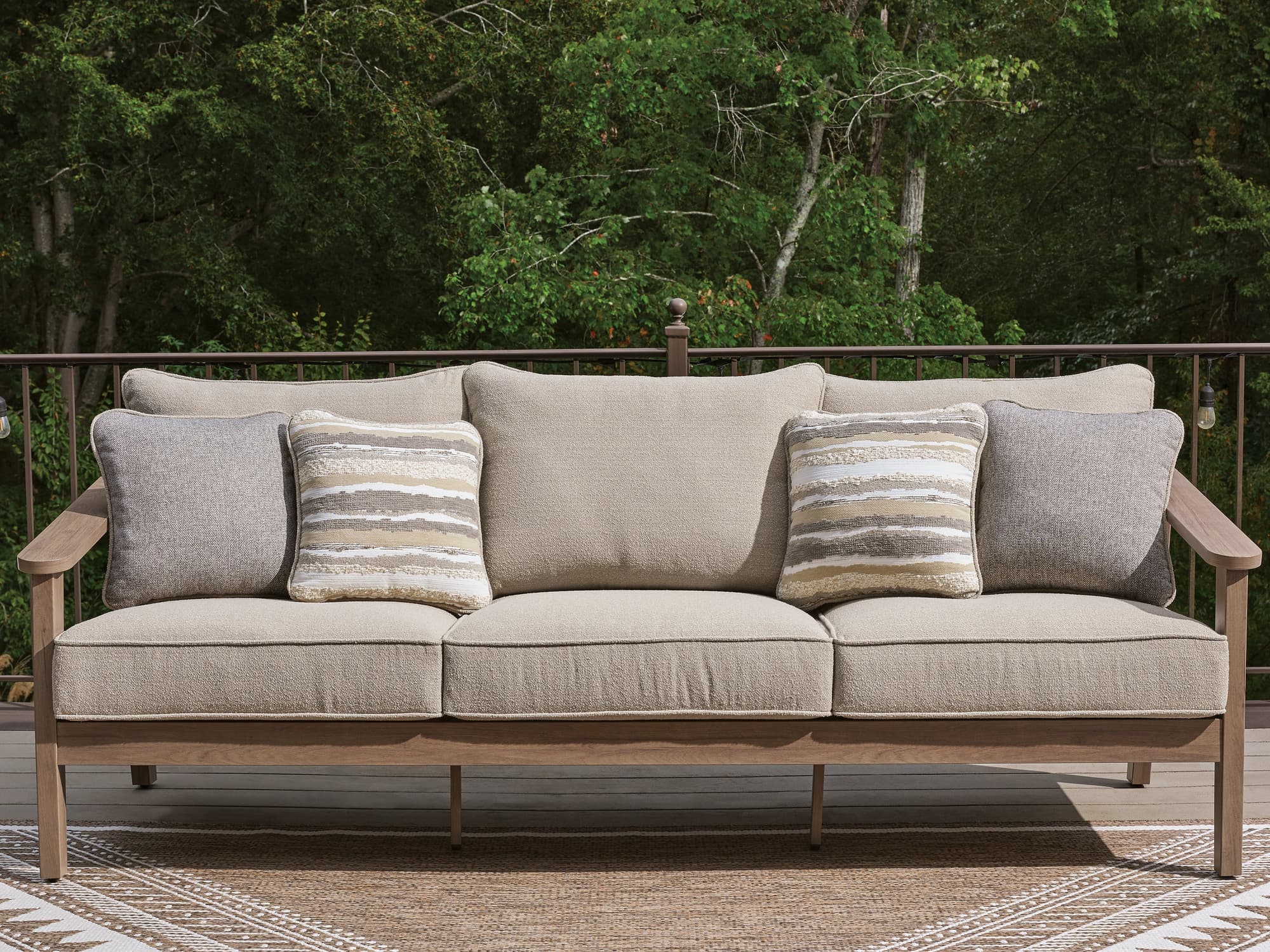 Harmony Headlands Natural/Gray Outdoor Sofa with Cushion