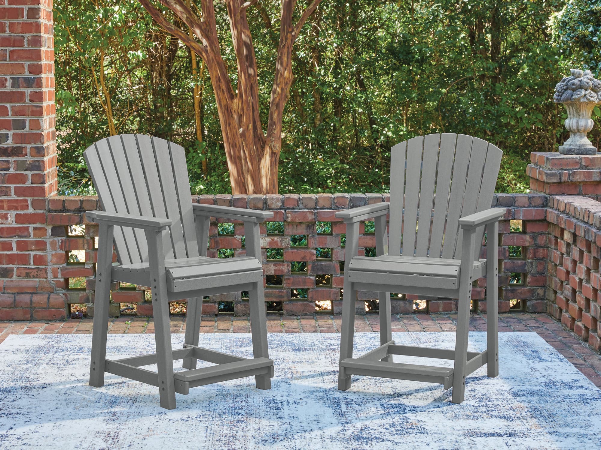 Sanctuary Beach Dark Gray Outdoor Counter Height Bar Stool (Set of 2)