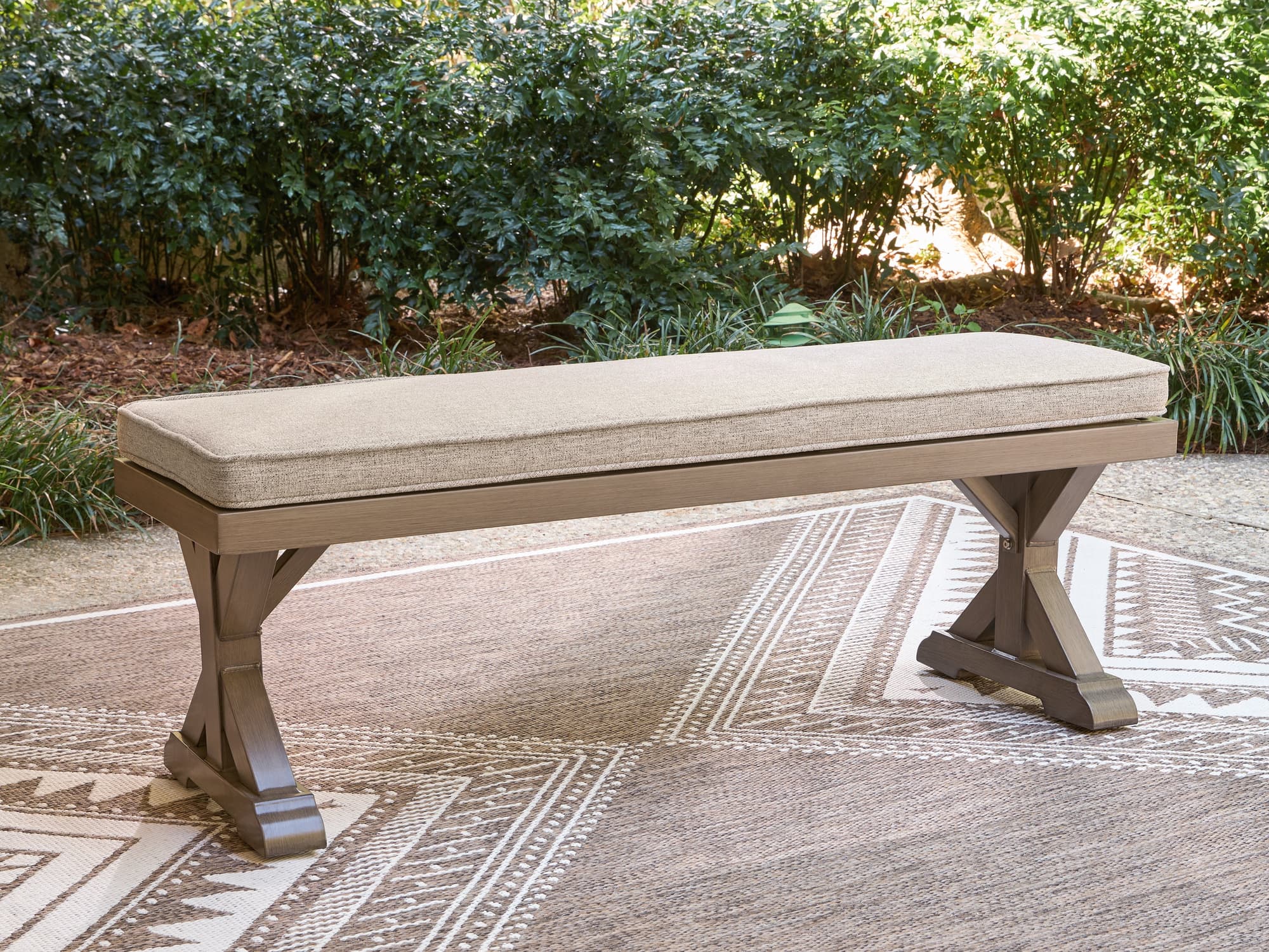 Laguna Heights Beige Bench with Cushion - Image 1