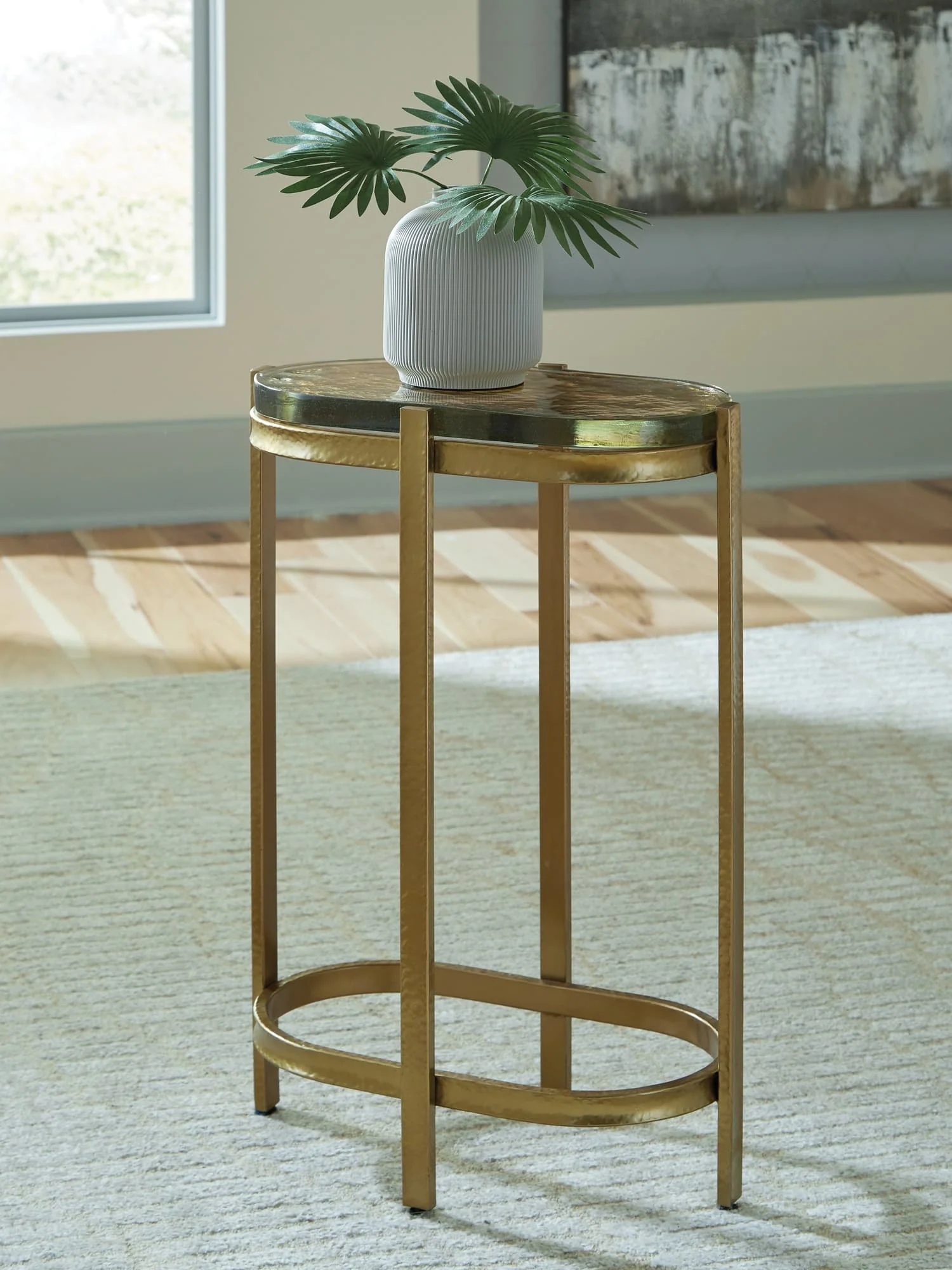 Porterville Gold Finish Accent Table