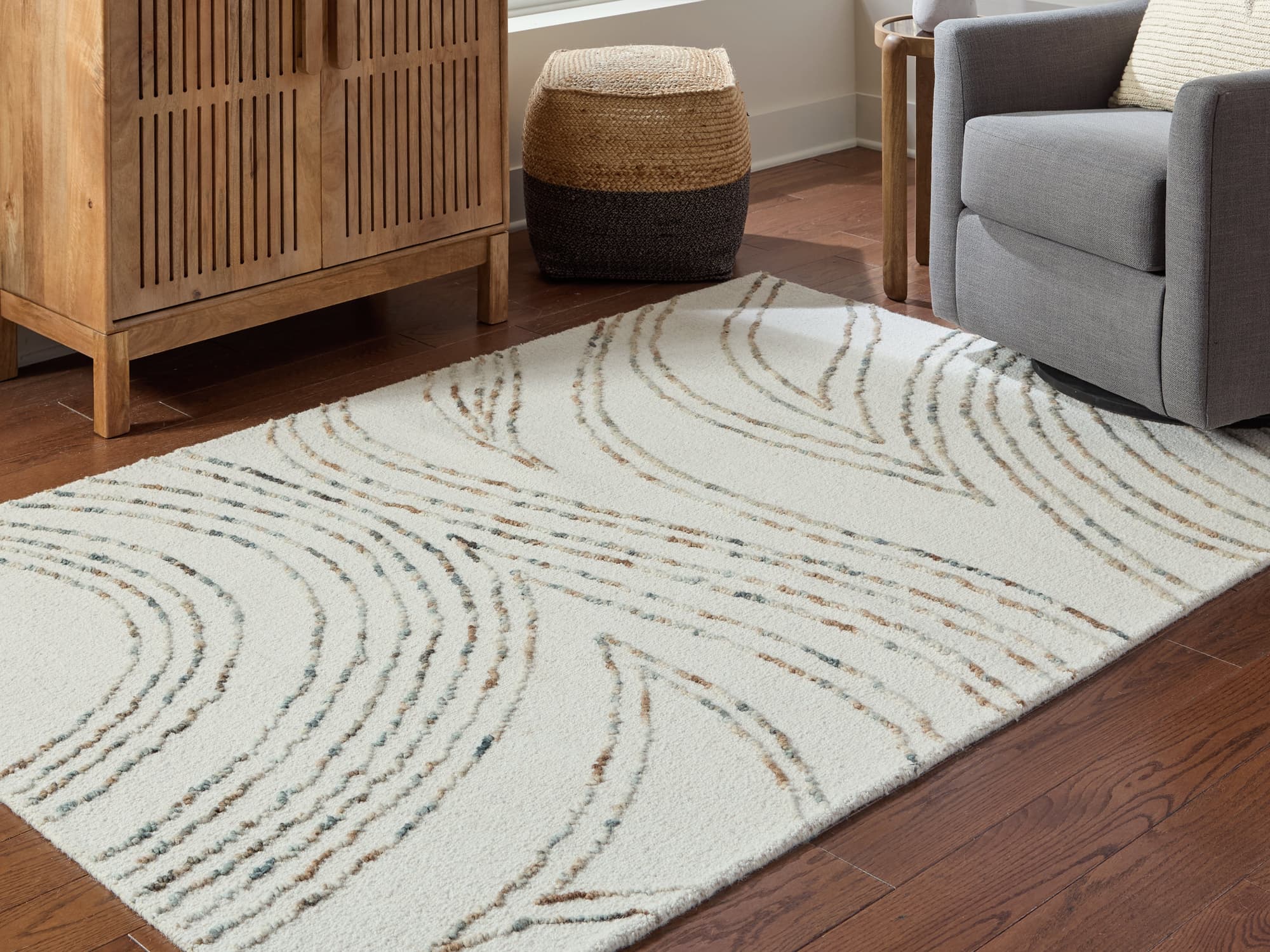 Deenbury Ivory/Green/Brown 5' x 7' Area Rug - Image 1