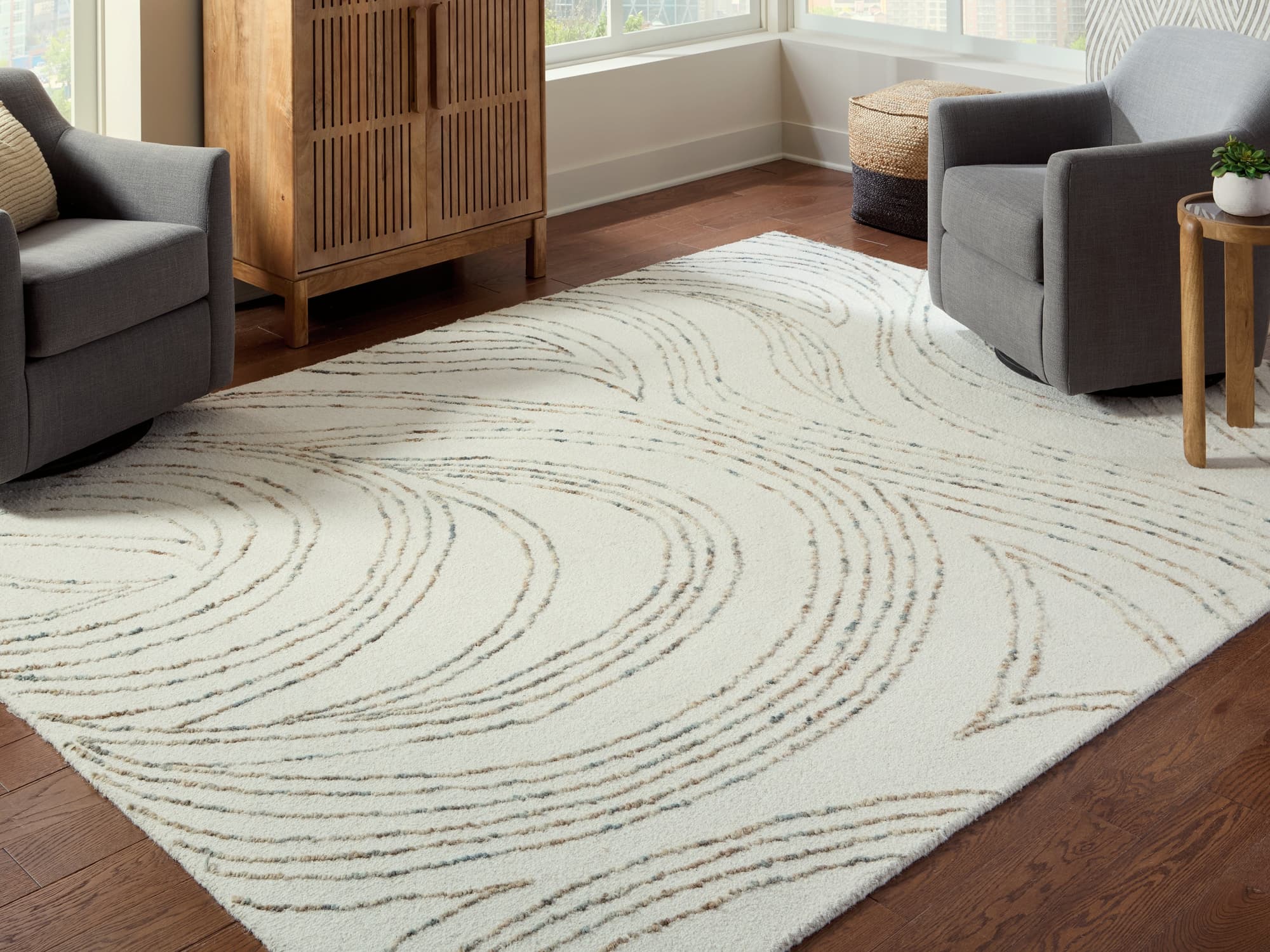 Deenbury Ivory/Green/Brown 7'8" x 10' Area Rug - Image 1