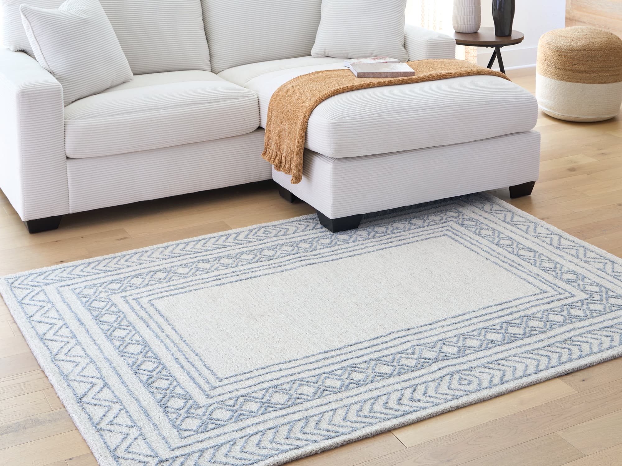 Azelhurst Blue/Ivory/Gray 5' x 7' Area Rug - Image 1