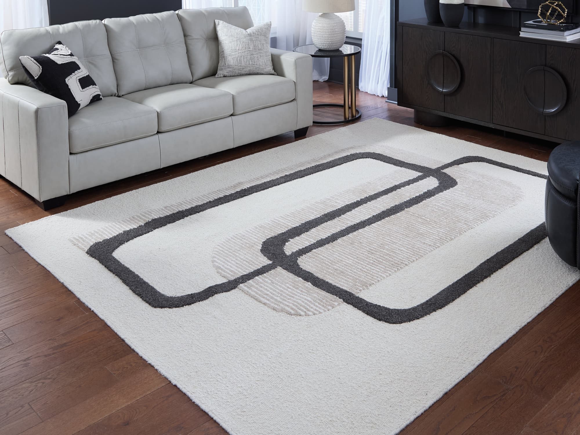 Davismour Ivory/Taupe/Charcoal 7’8″ x 10′ Area Rug