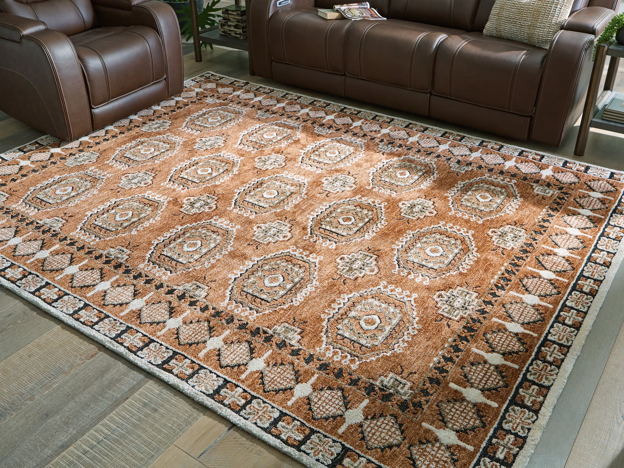 Qaabiz Sienna/Ivory/Black 7’8″ x 10′ Area Rug