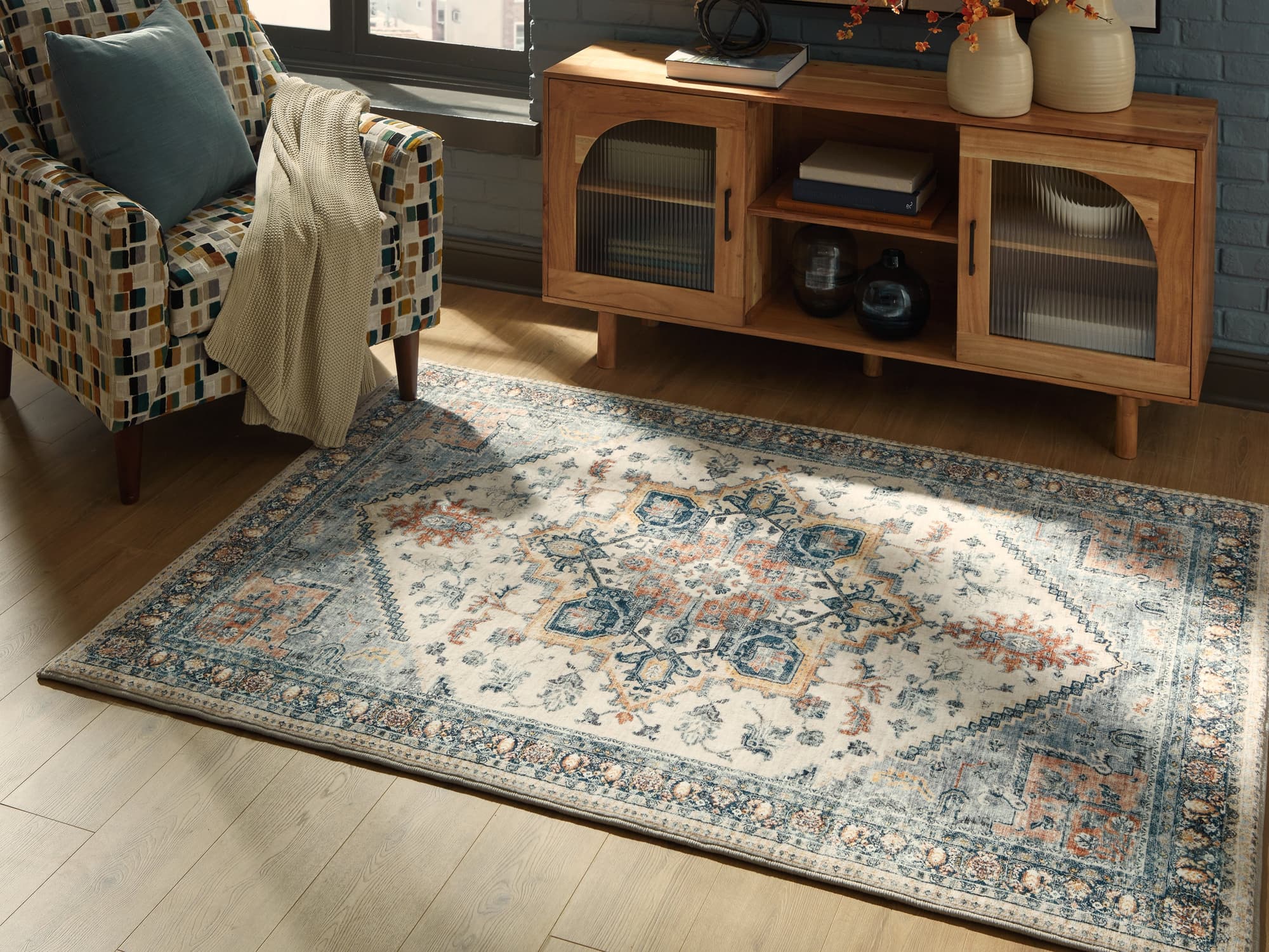 Wallney Multi 5′ x 7′ Memory Foam Area Rug