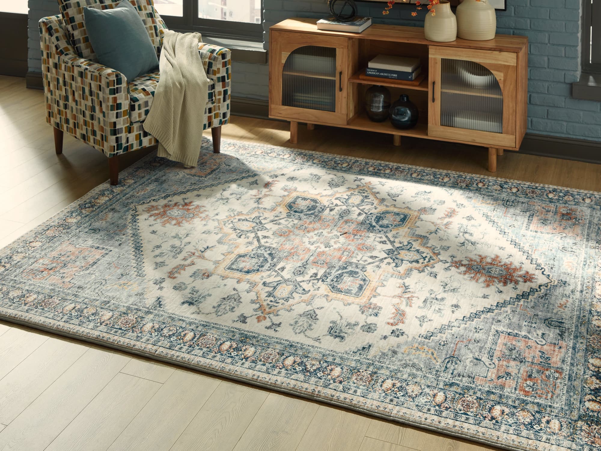 Wallney Multi 7’6″ X 9’6″ Memory Foam Area Rug
