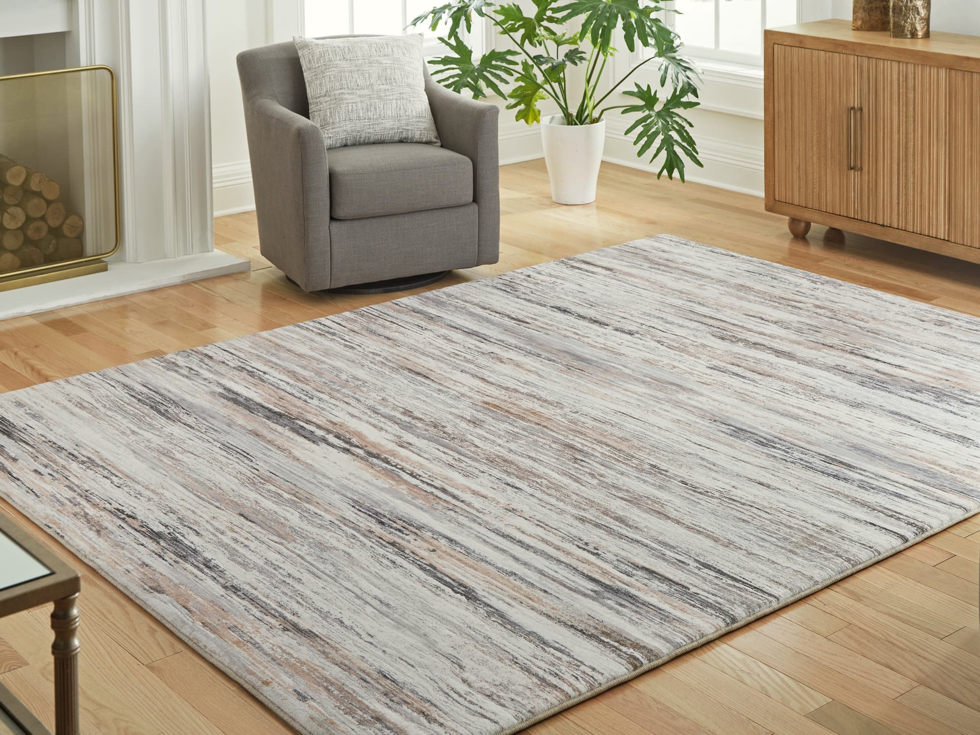 Nace Gray/Brown/White 7’6″ X 9’6″ Memory Foam Area Rug