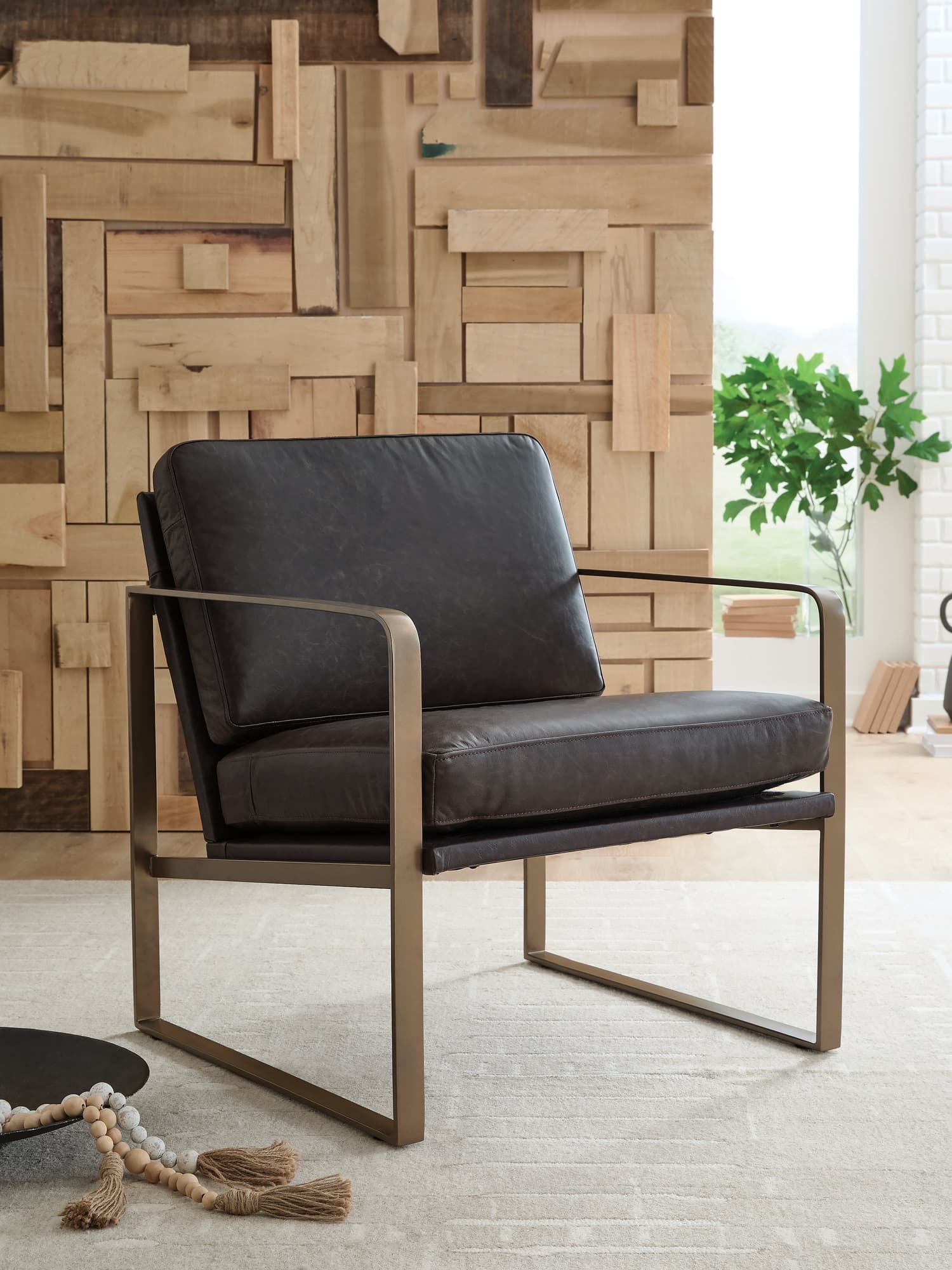 Bradett Dark Brown/Gold Finish Accent Chair - Image 1