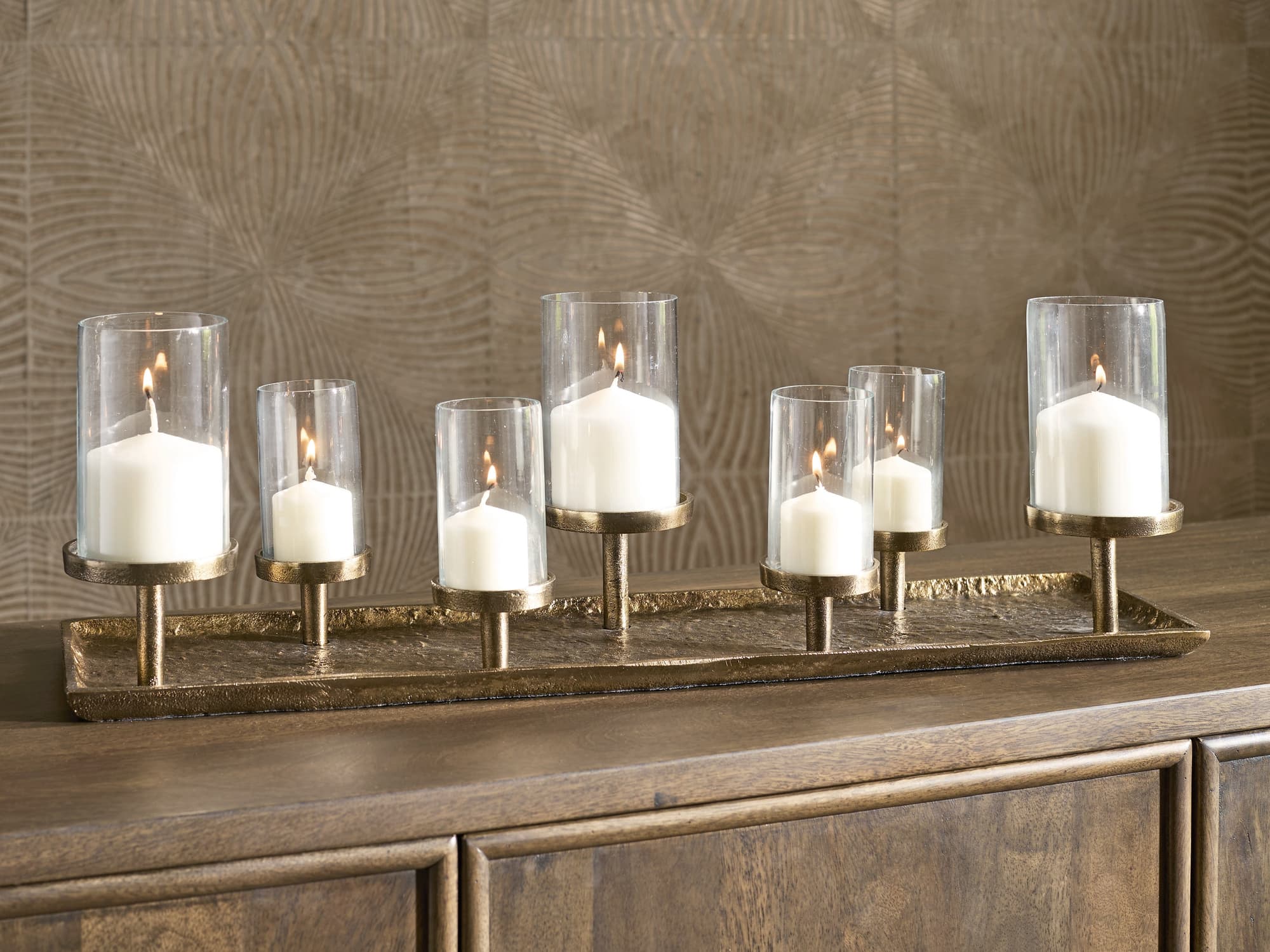 Wallmond Antique Brass Finish Candle Holder