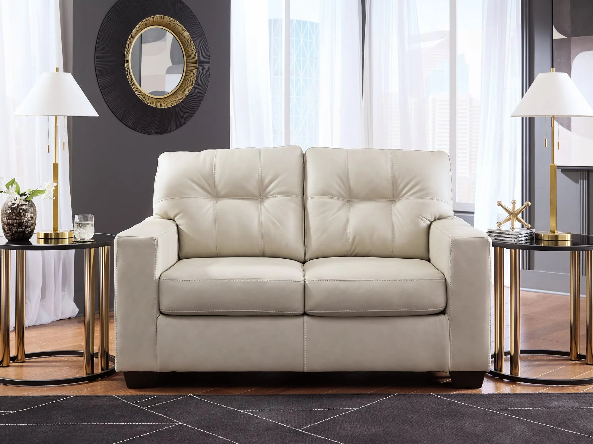 Santorine Bone Leather Loveseat - Image 1