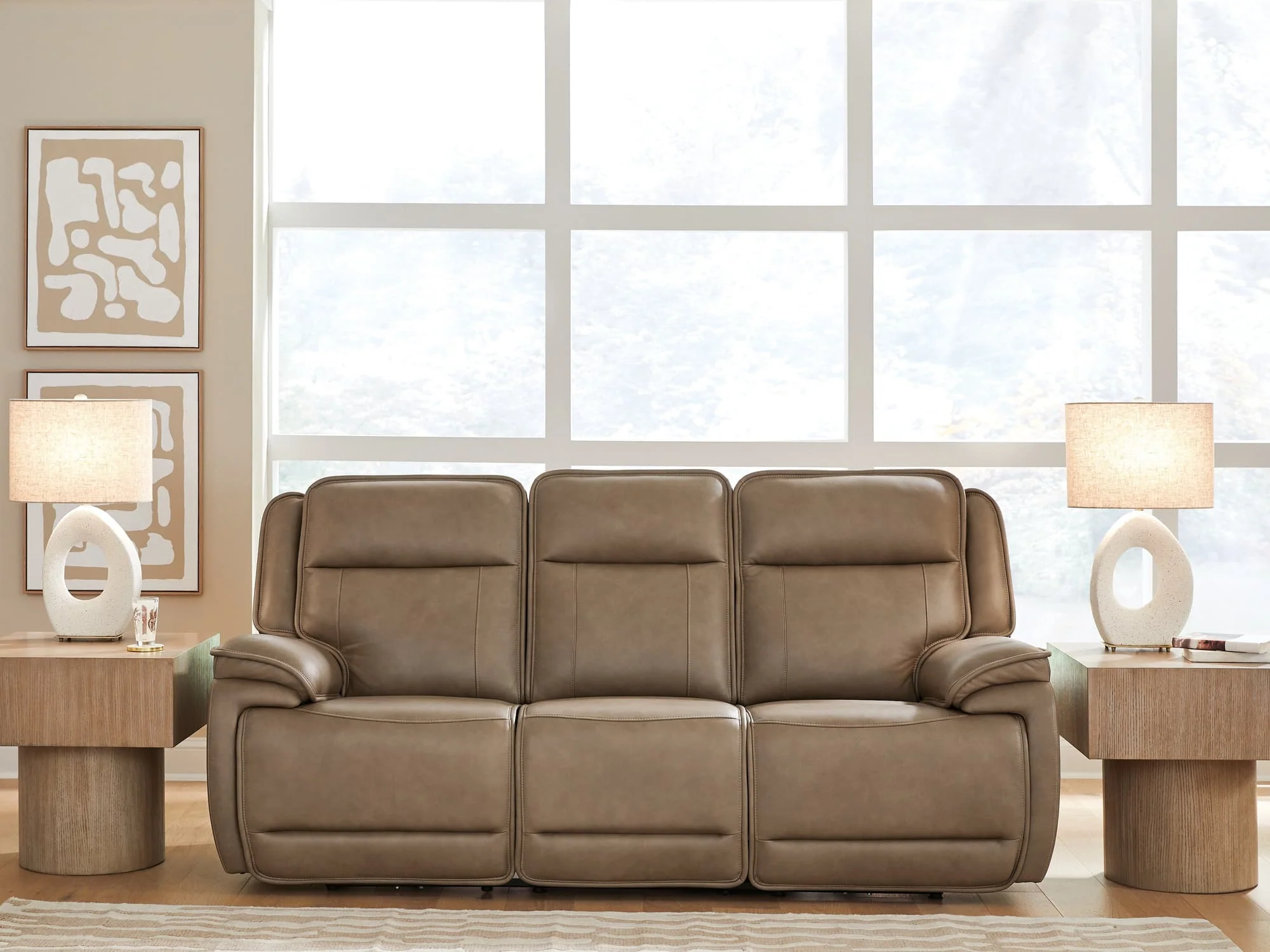 Glencroft Sahara Leather Power Reclining Sofa - Image 1