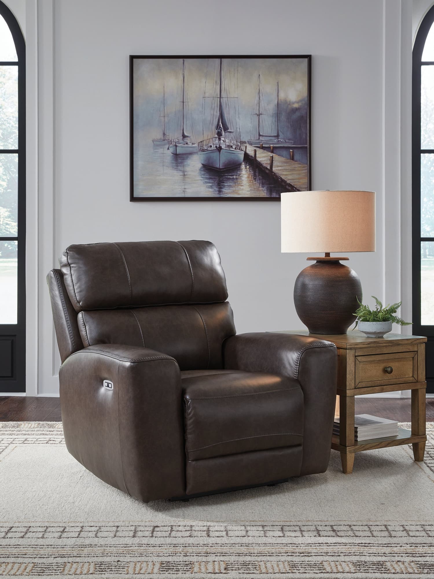 Crossplex Smoke Leather Power Recliner - Image 1