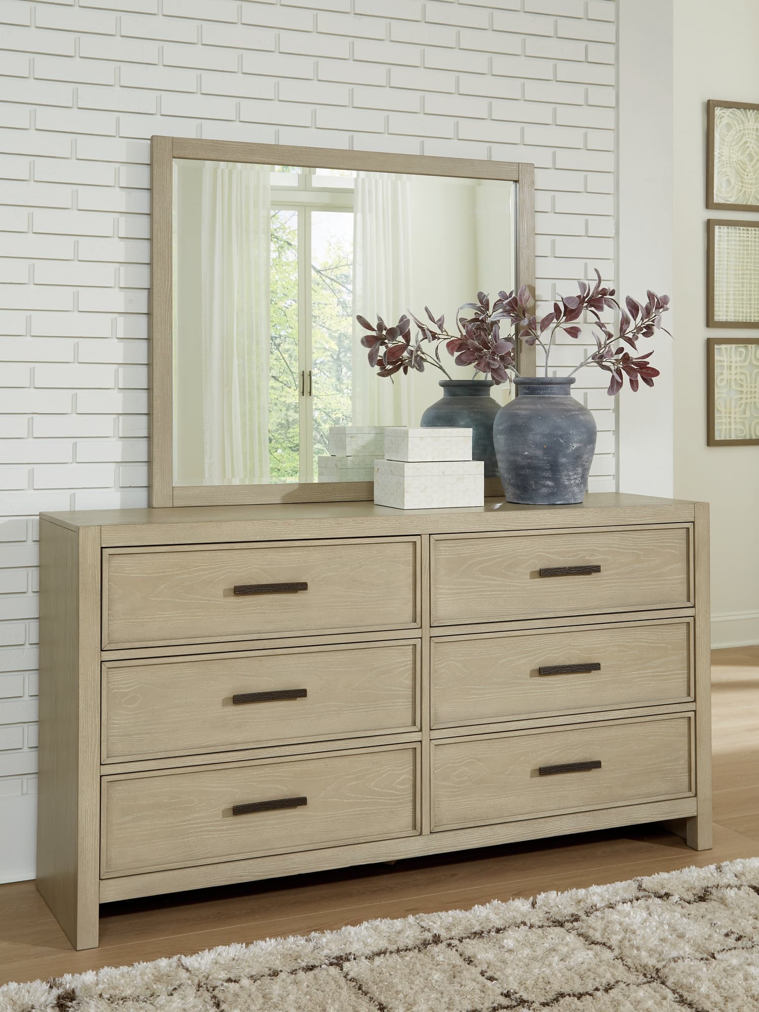 Calmoro Gray Dresser and Mirror - Image 1