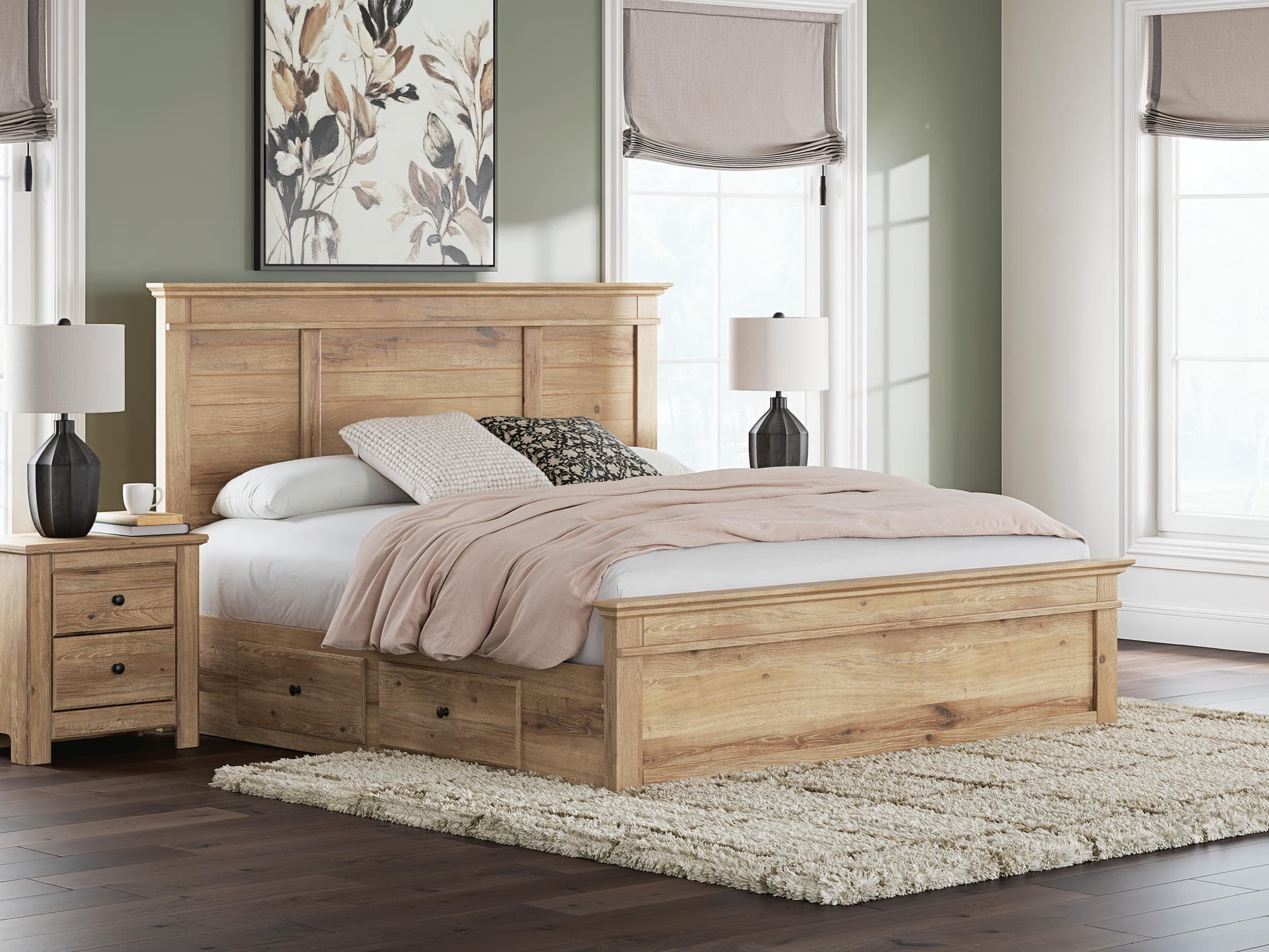 Makidern Tan King Panel Storage Bed - Image 1