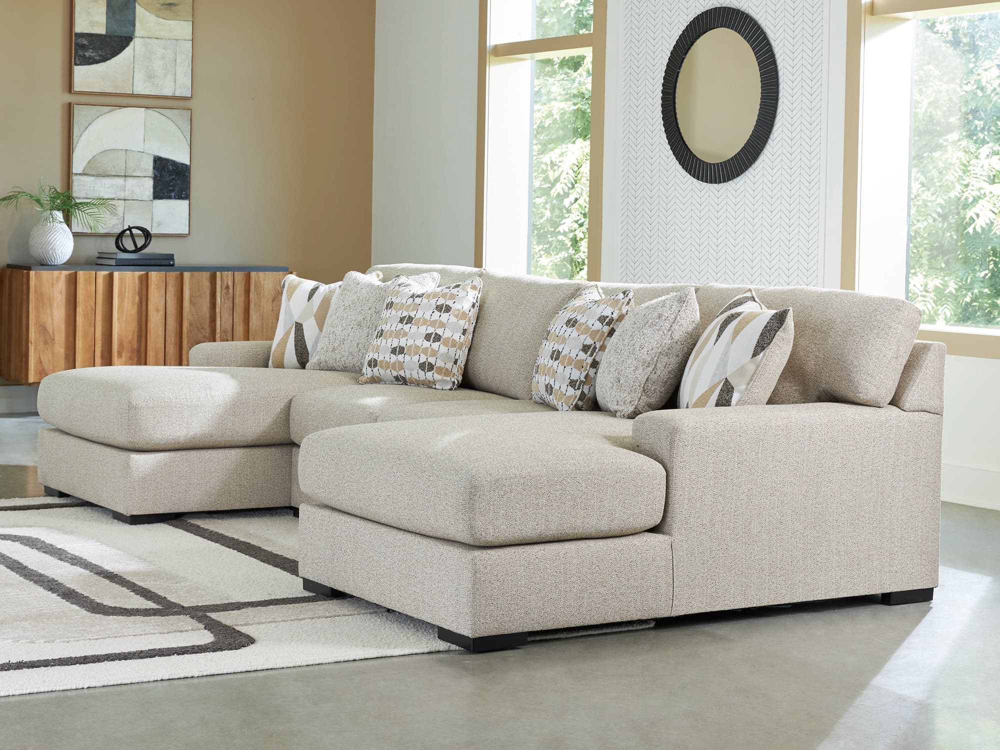 Laurelgrove Pebble Chenille,Performance Fabric,Next-Gen Nuvella™ 3-Piece Double Chaise Sectional - Image 1