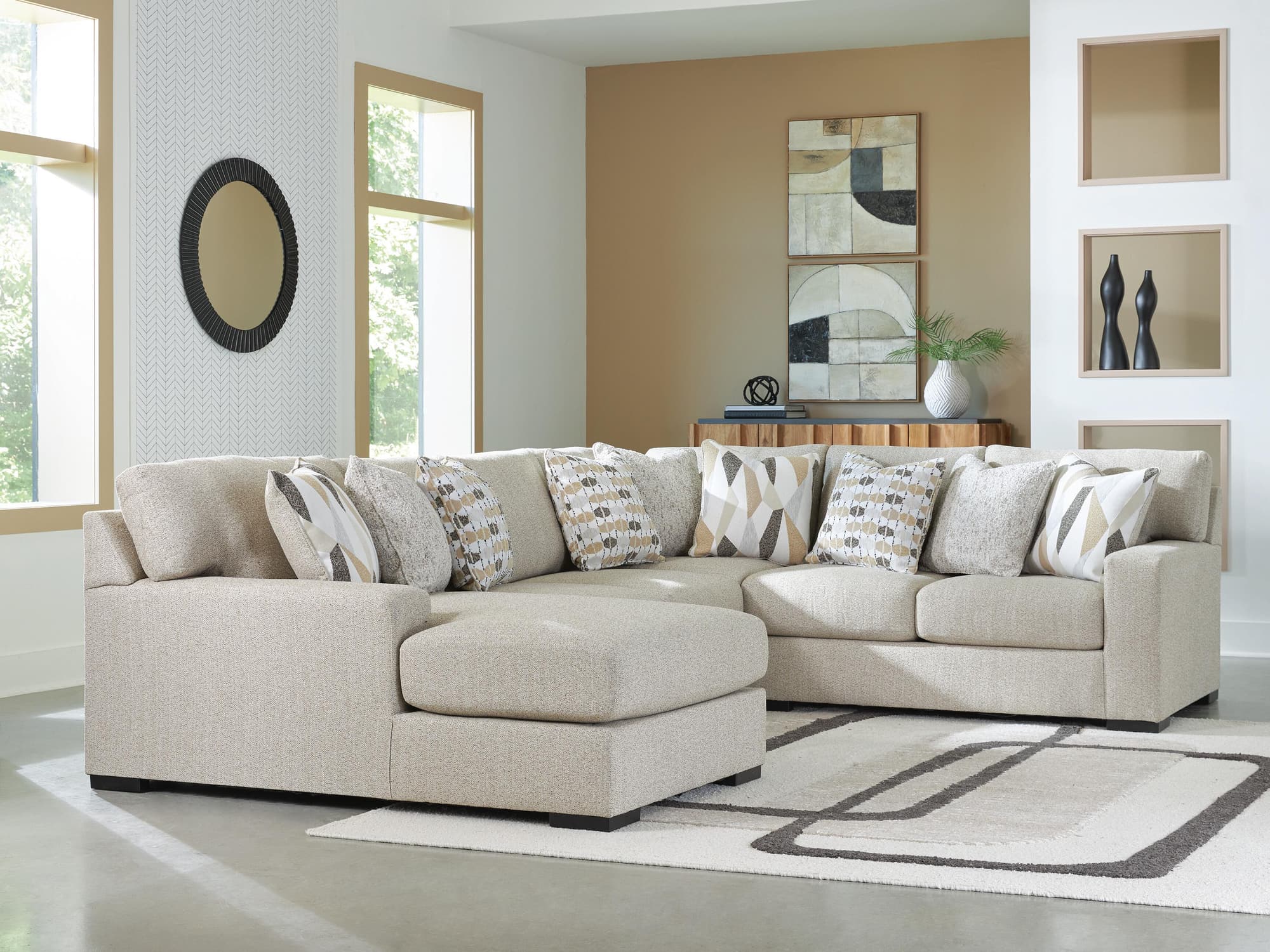 Laurelgrove Pebble Chenille,Performance Fabric,Next-Gen Nuvella™ 4-Piece Sectional with Chaise - Image 1
