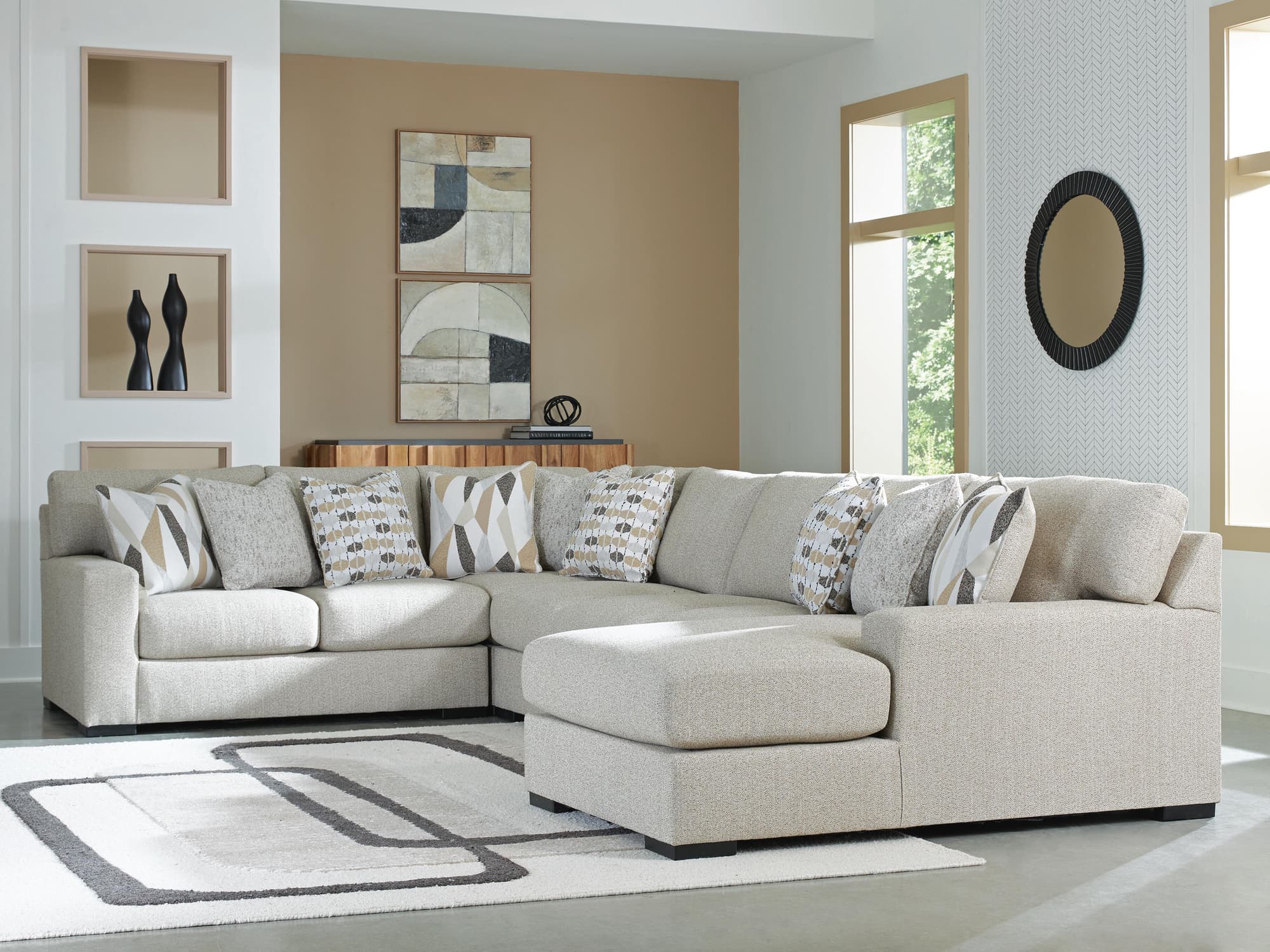 Laurelgrove Pebble Chenille,Performance Fabric,Next-Gen Nuvella™ 5-Piece Sectional with Chaise - Image 1