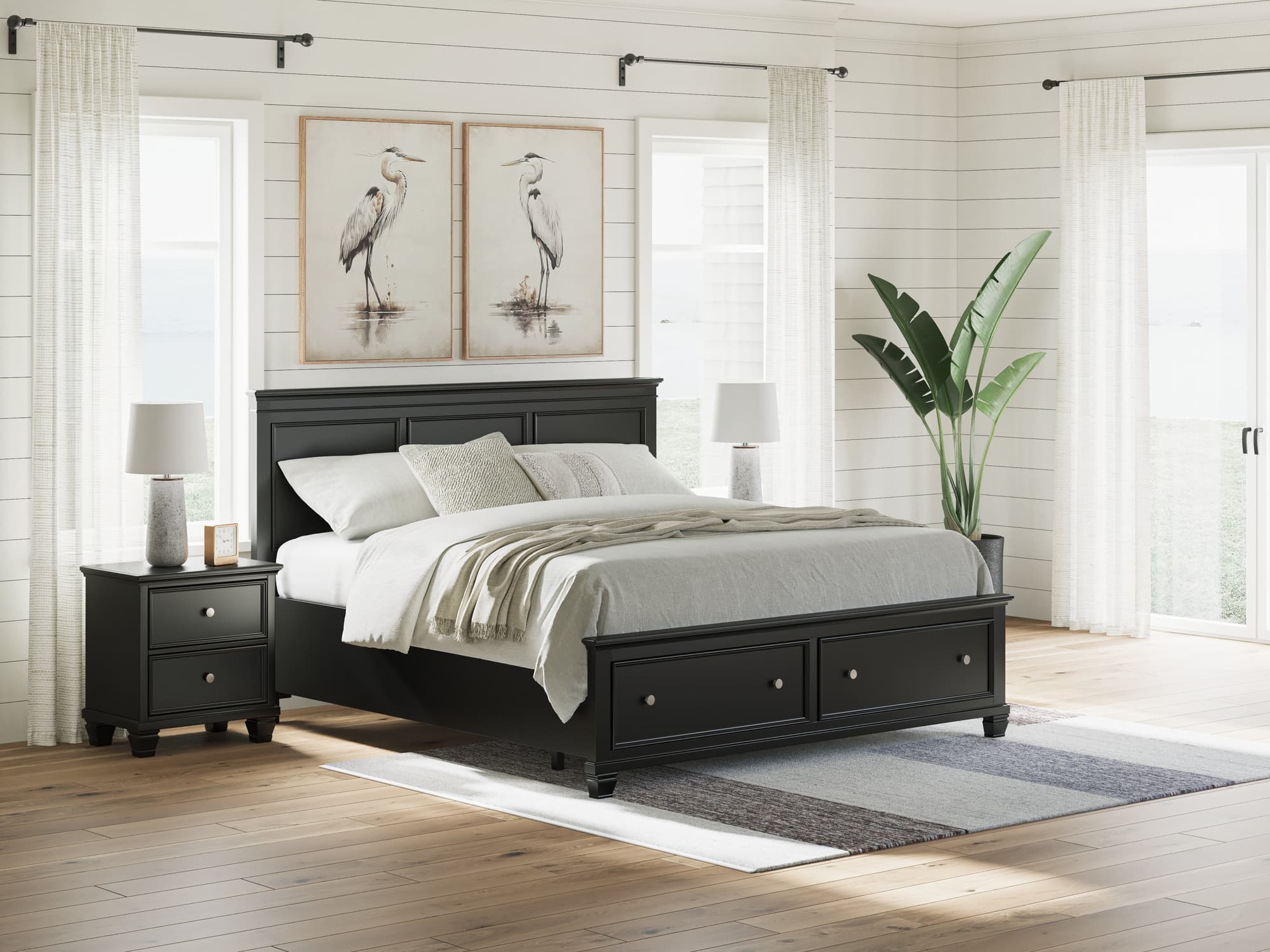Lanolee Black King Panel Storage Bed - Image 1