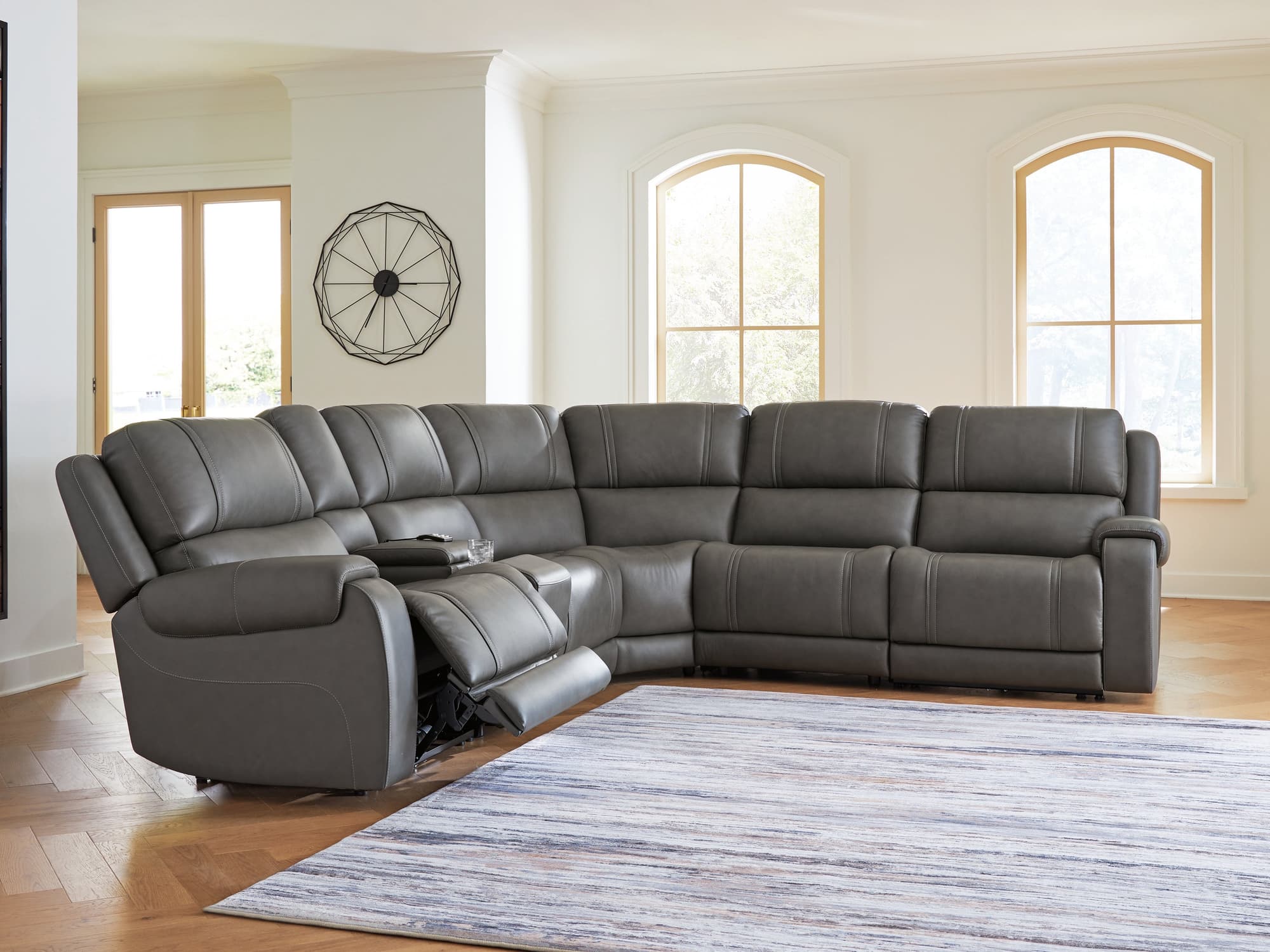 5Z – Pittson Anchor Leather 6-Piece Power Reclining Sectional
