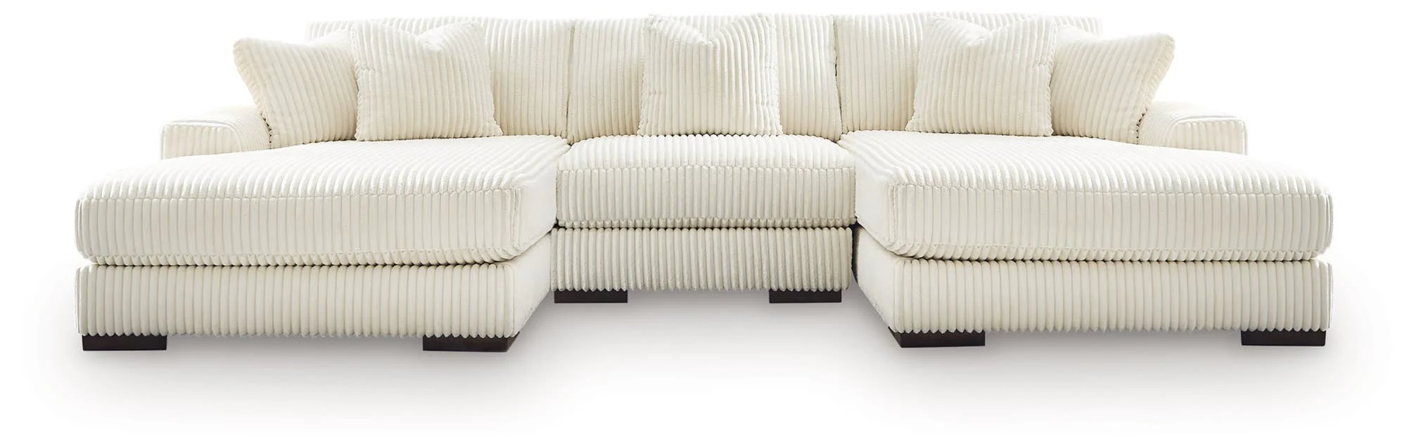 Lindyn Ivory Velvet 3-Piece Sectional with Double Chaise - Image 1