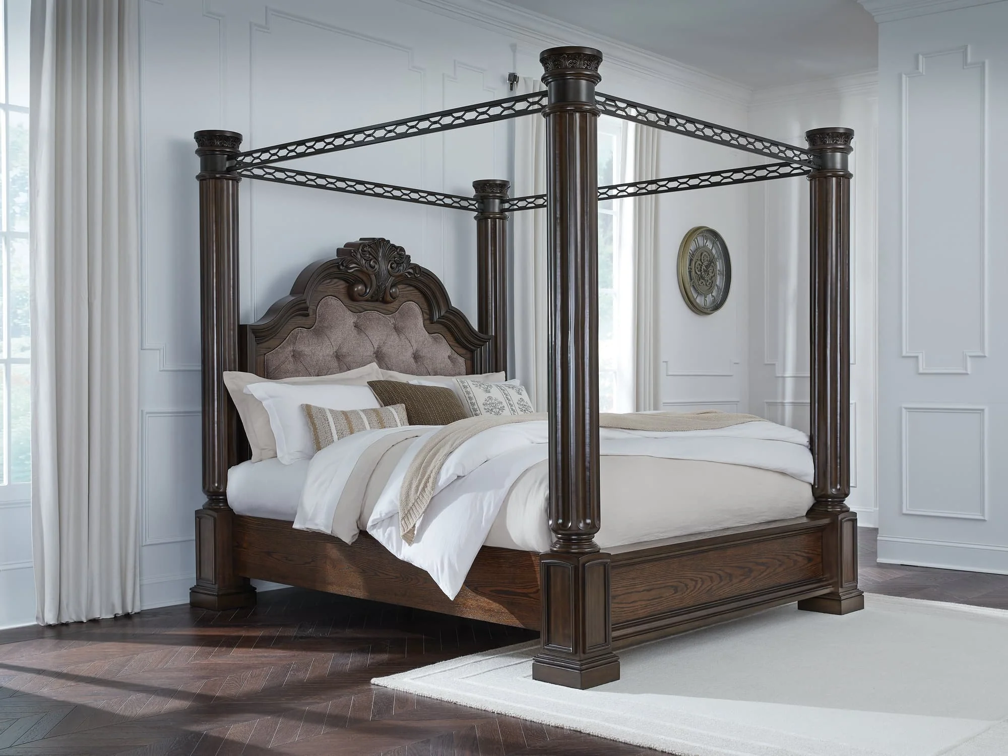 Maylee Dark Brown Queen Canopy Bed - Image 1