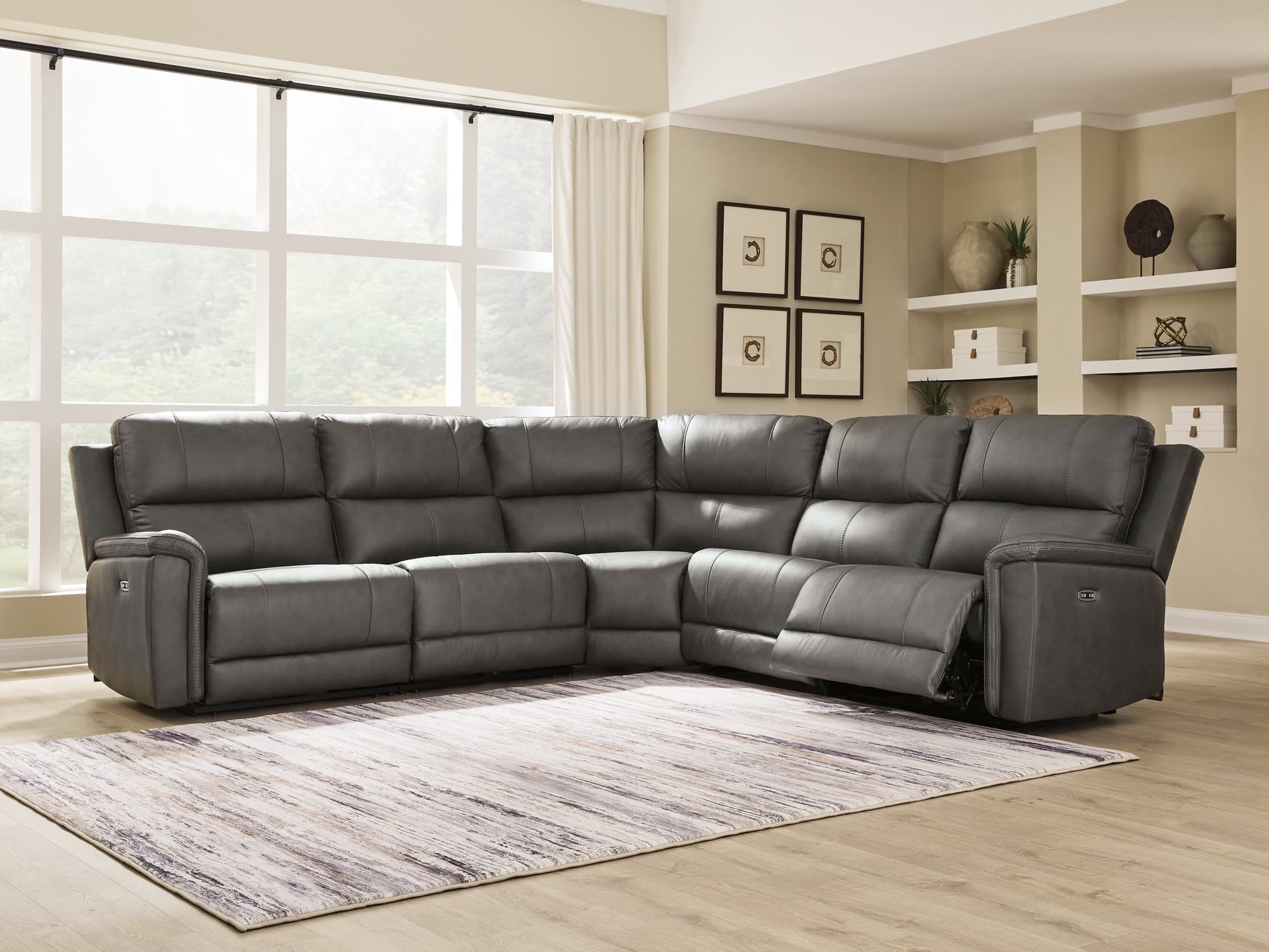 Bleckley Anchor Leather 5-Piece Power Reclining Sectional - Image 1