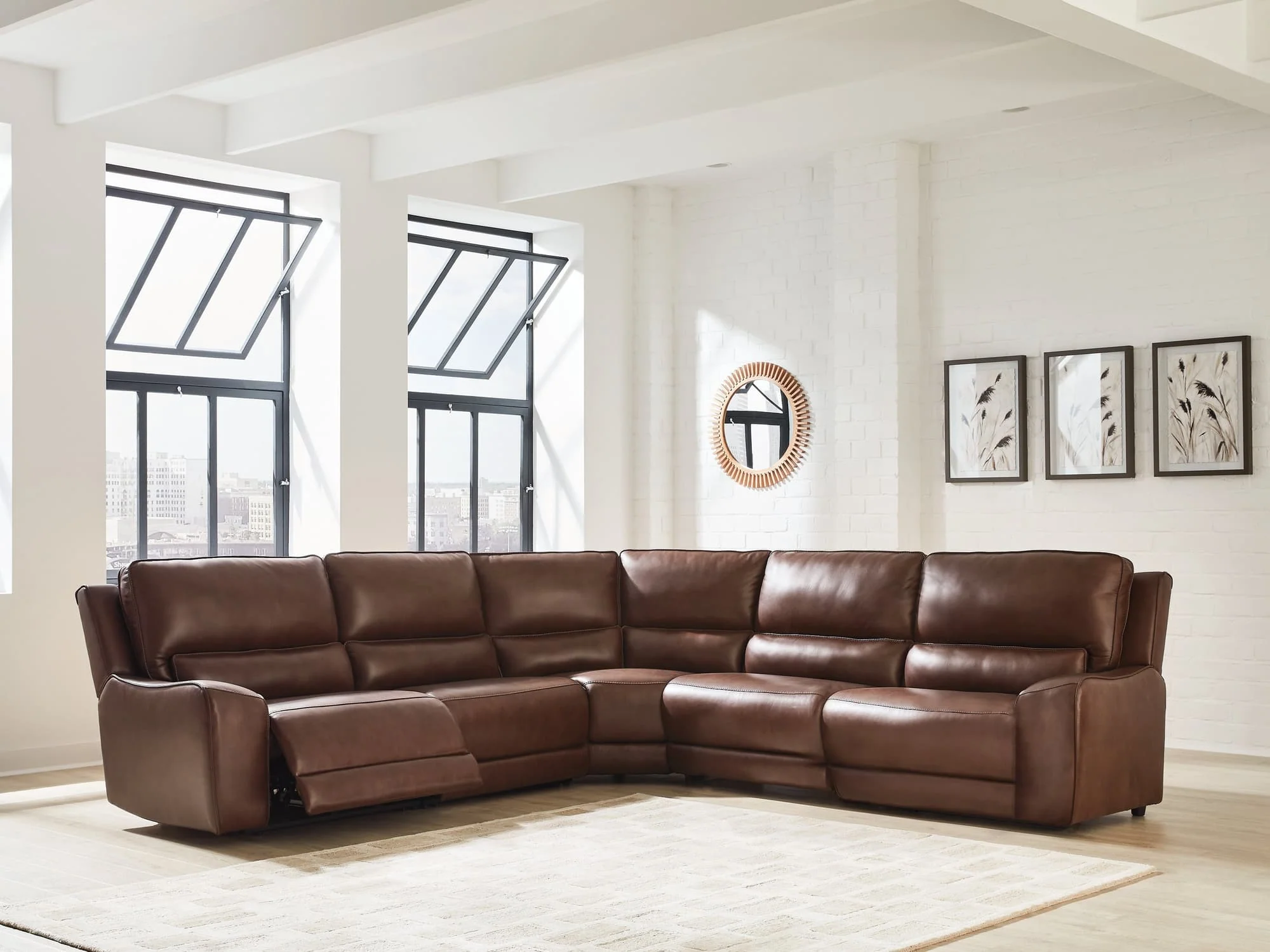 DeepWakes Canyon Leather 5-Piece Power Reclining Sectional - Image 1