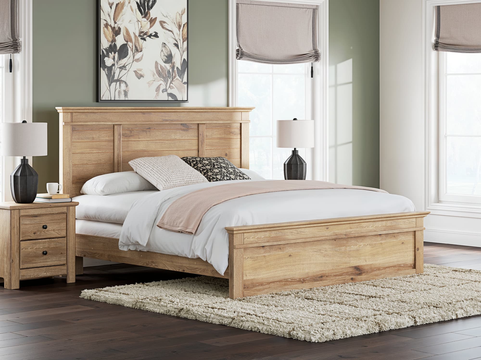 Makidern Tan King Panel Bed