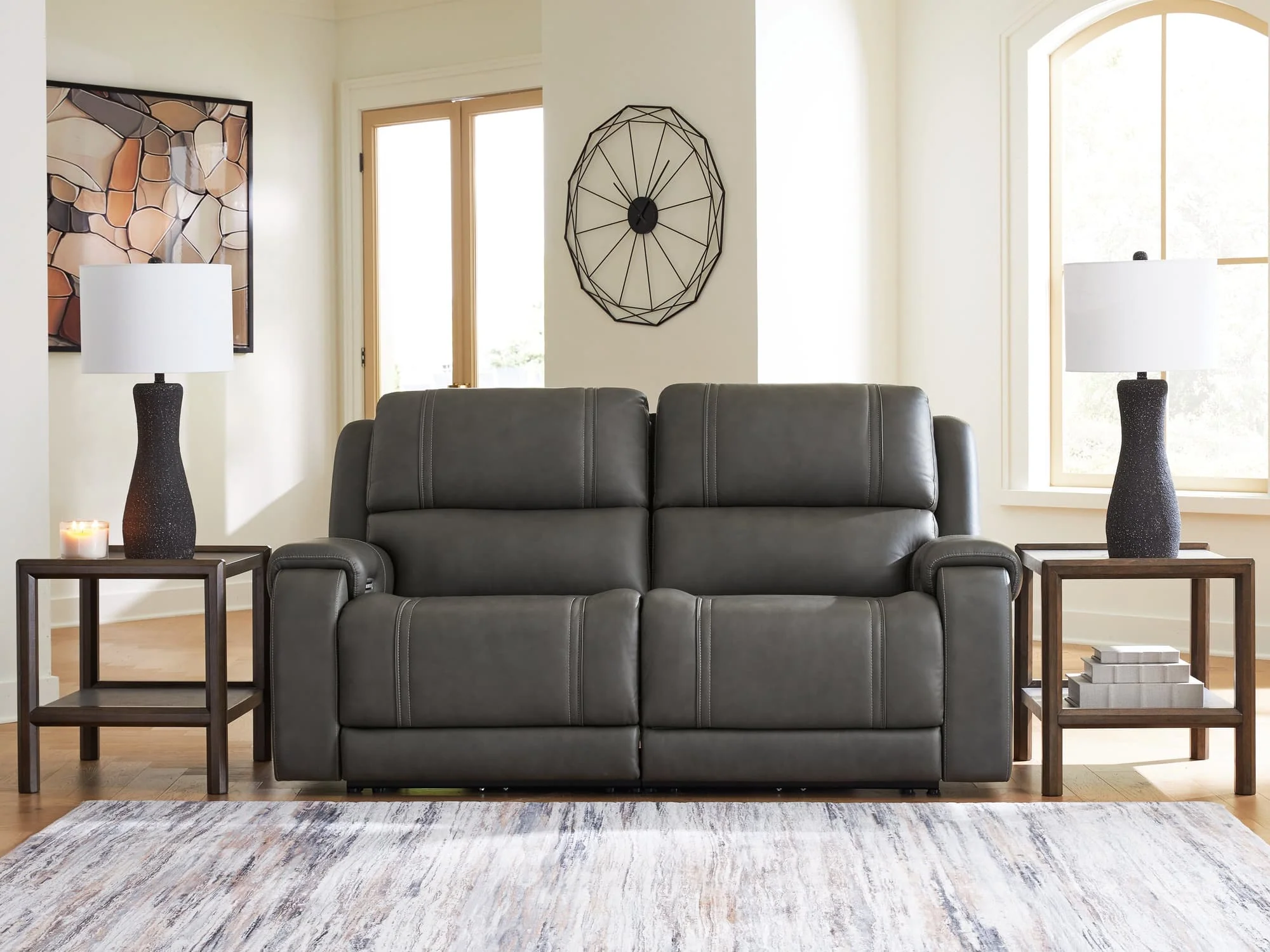 5Z – Pittson Anchor Leather 2-Piece Power Reclining Sectional Loveseat