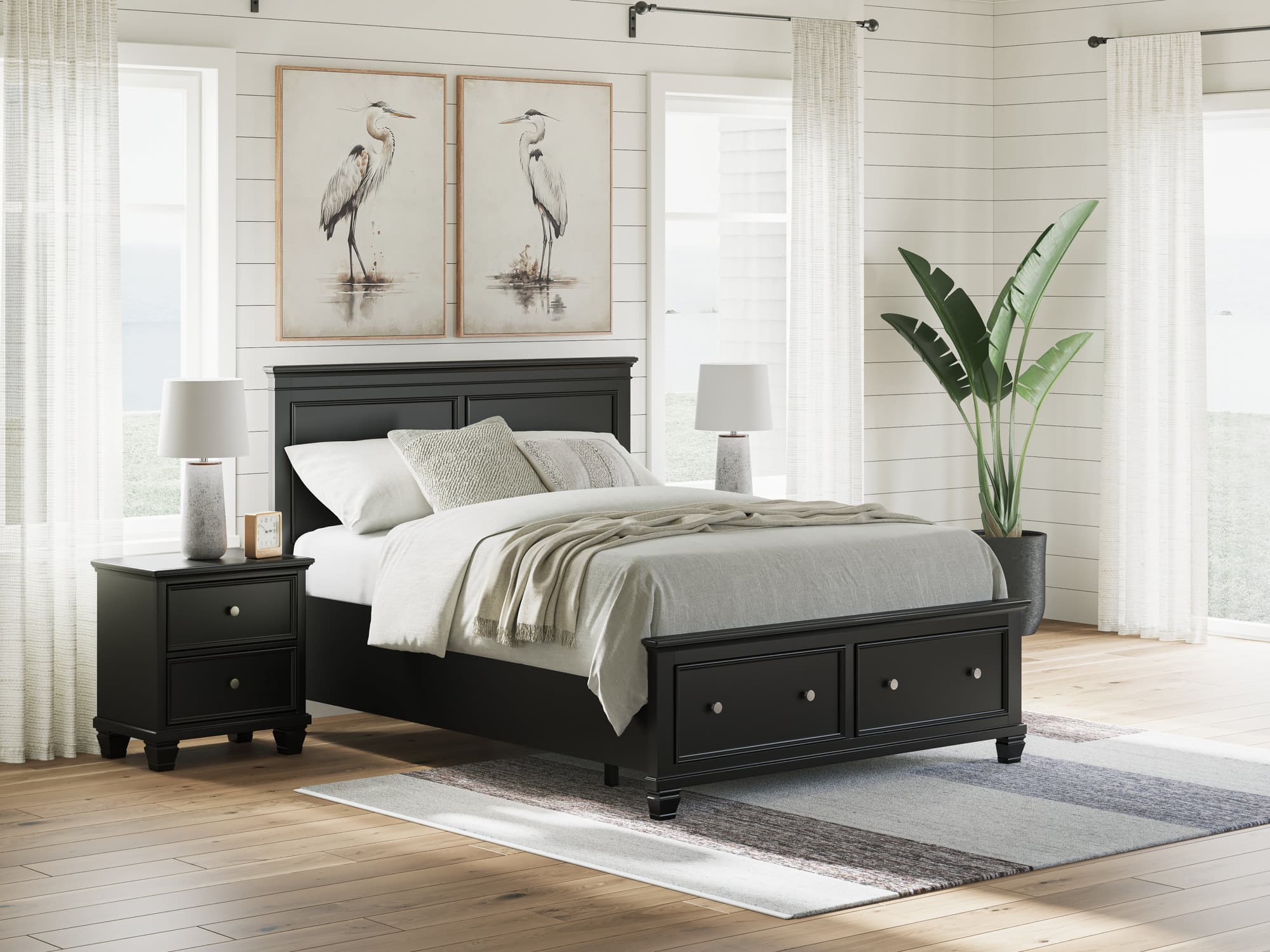 Lanolee Black Queen Panel Storage Bed - Image 1