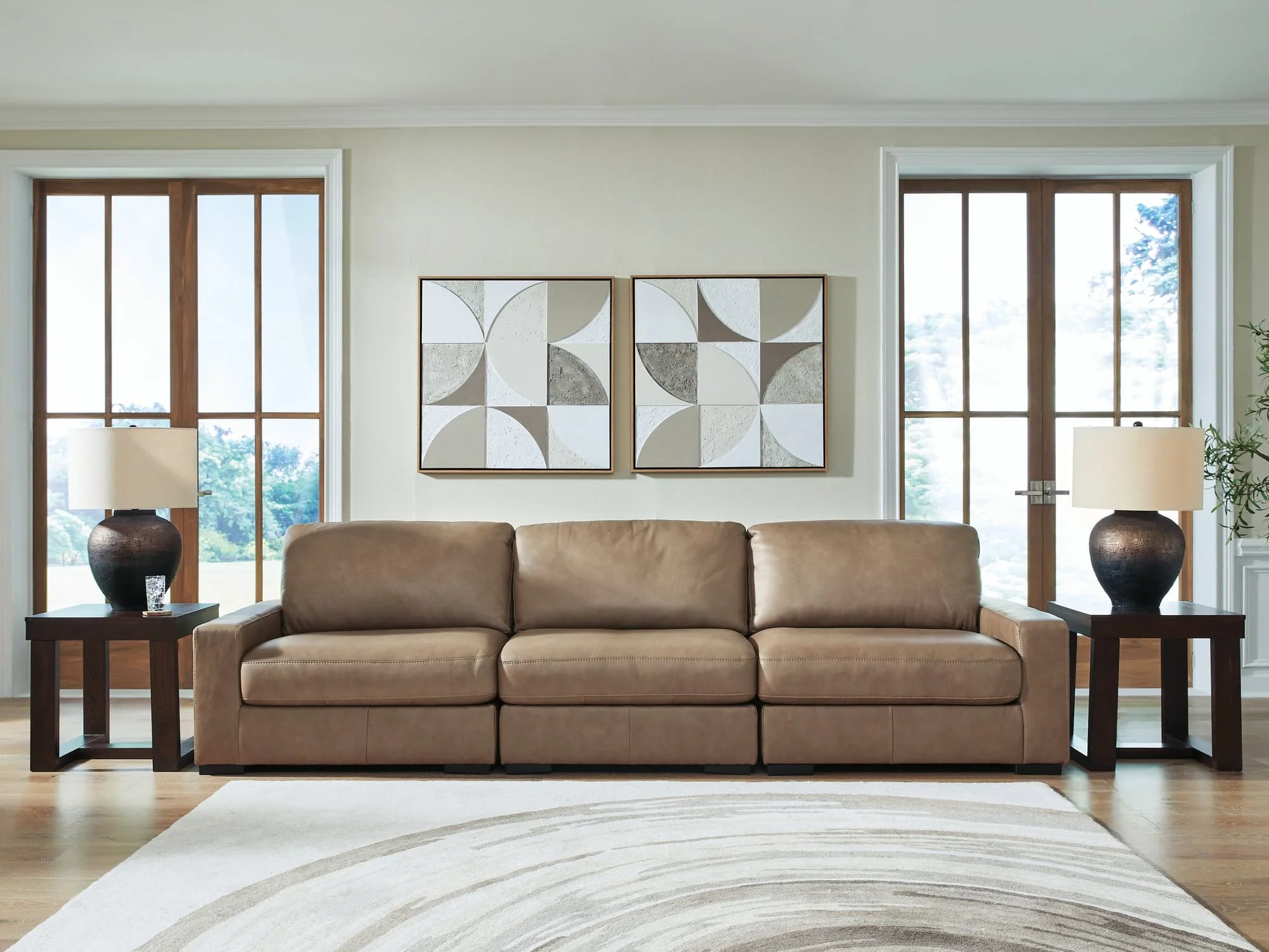 Veronella Sahara Leather 3-Piece Sectional Sofa - Image 1