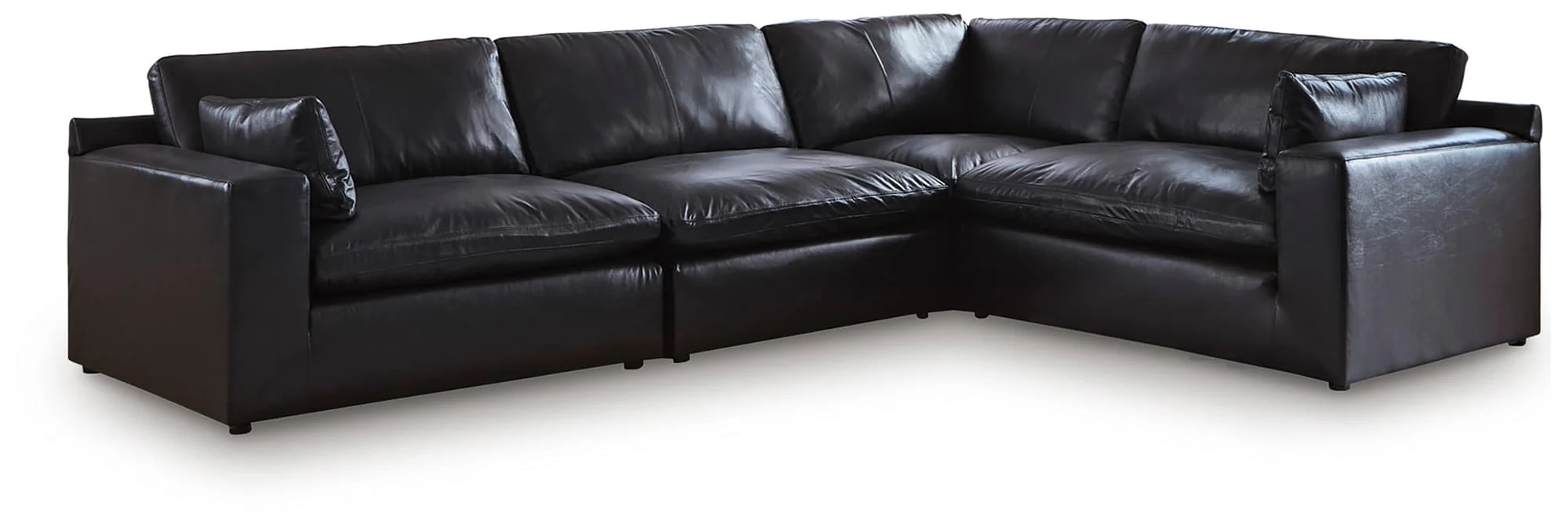 Emilia Black Leather 4-Piece Sectional - Image 1