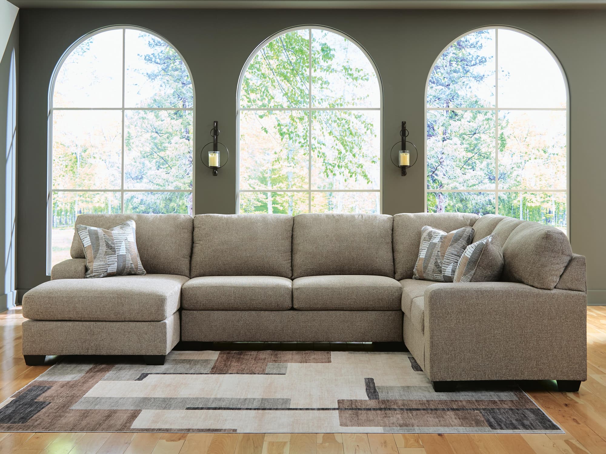 Newellen Hemp Chenille 3-Piece Sleeper Sectional with Chaise - Image 1