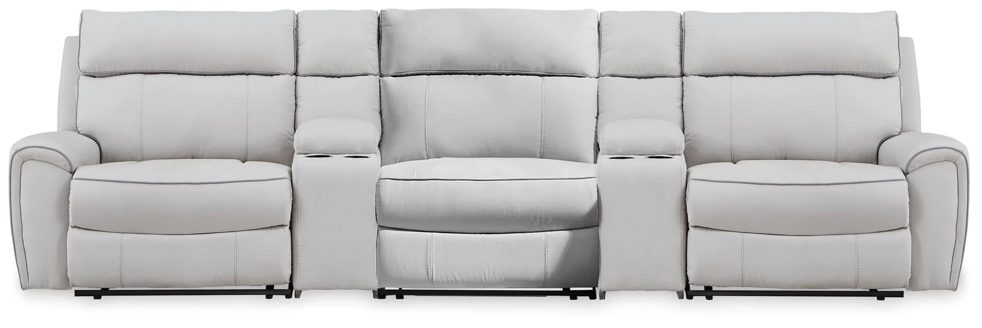 Social Pointe Pearl/Ash Chenille 5-Piece Reclining Sectional with Storage Consoles - Image 1